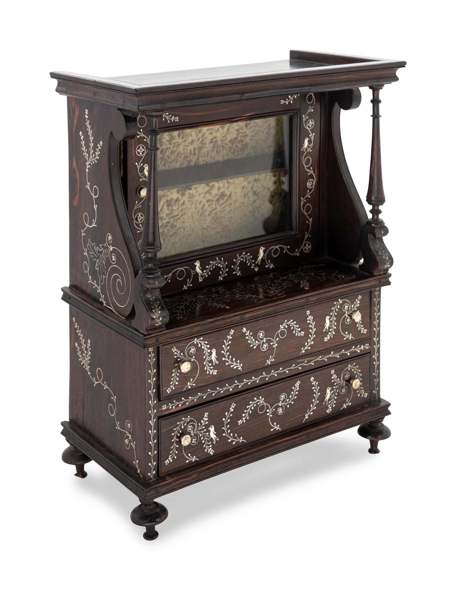 An Anglo-Indian Bone Inlaid Diminutive Bookcase
