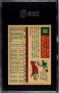 A 1959 Topps Willie Mays Baseball Card No. 50 (SGC 5.5 EX+)