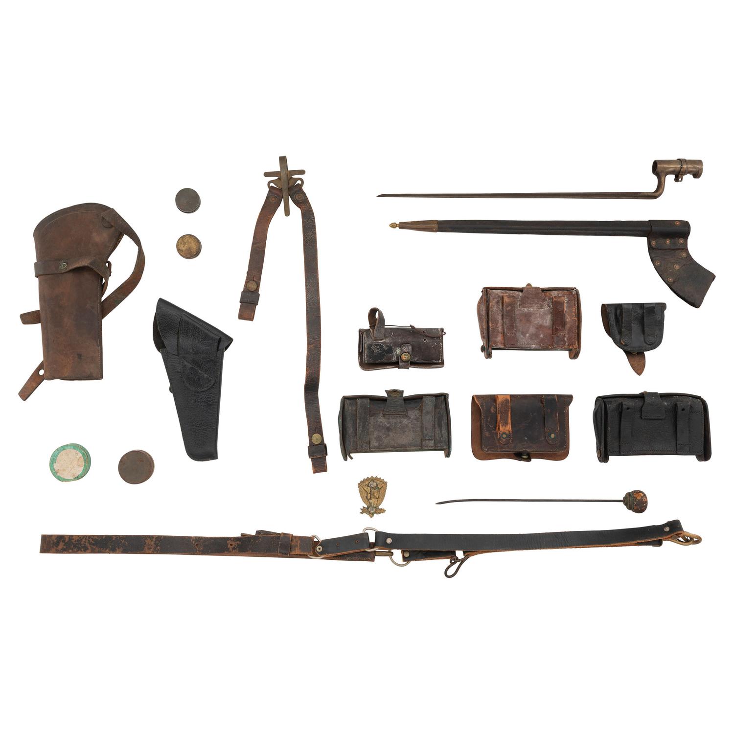 Group of Civil War and Indian Wars Era Cartridge Boxes and Leather Accoutrements