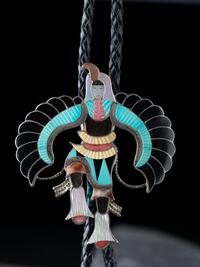 Zuni Mosaic Inlay Eagle Dancer Bolo Tie