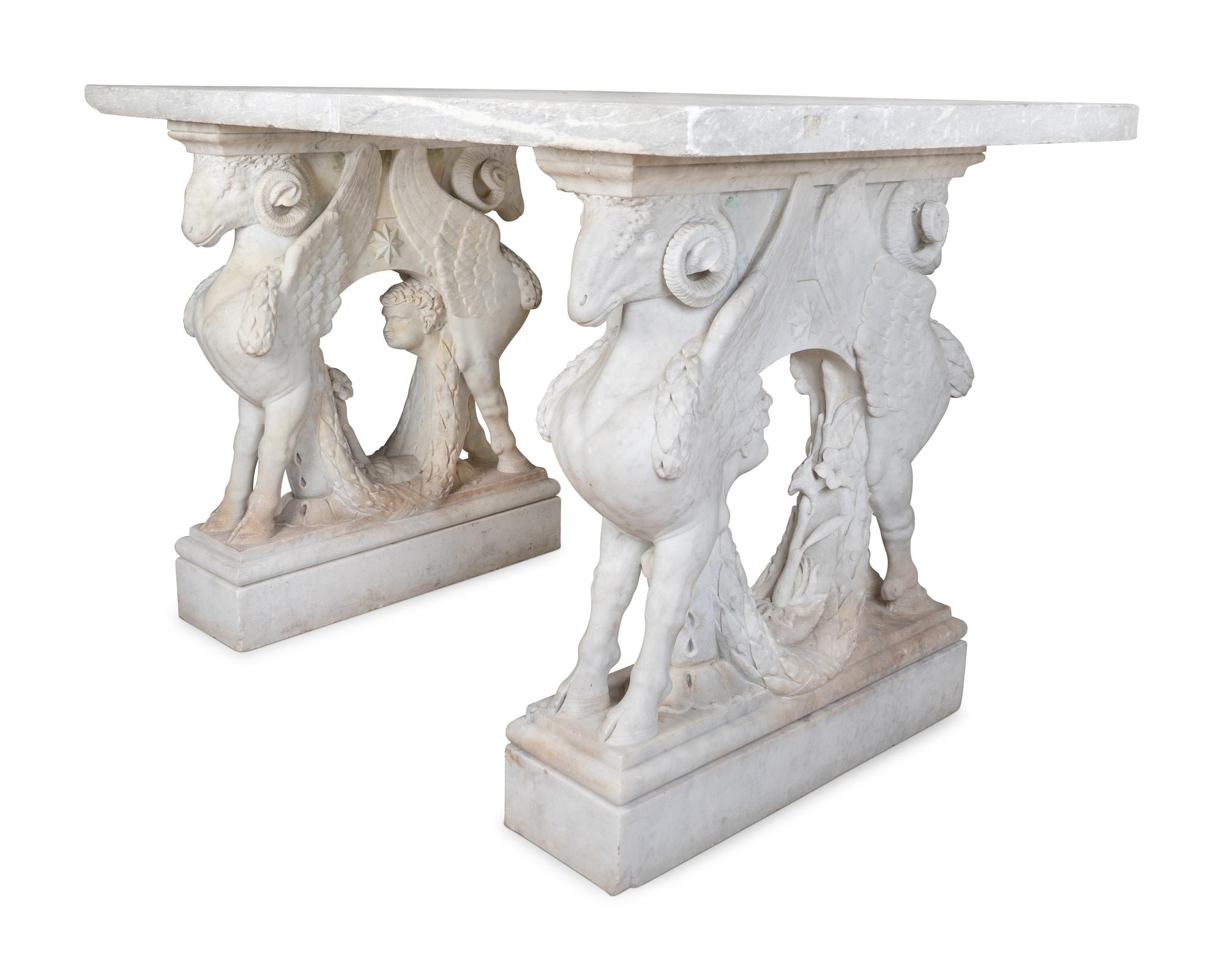 An Italian Carved Marble Table — IN THE MANNER OF FRANCESCO ANTONIO FRANZONI, 18TH/19TH CENTURY