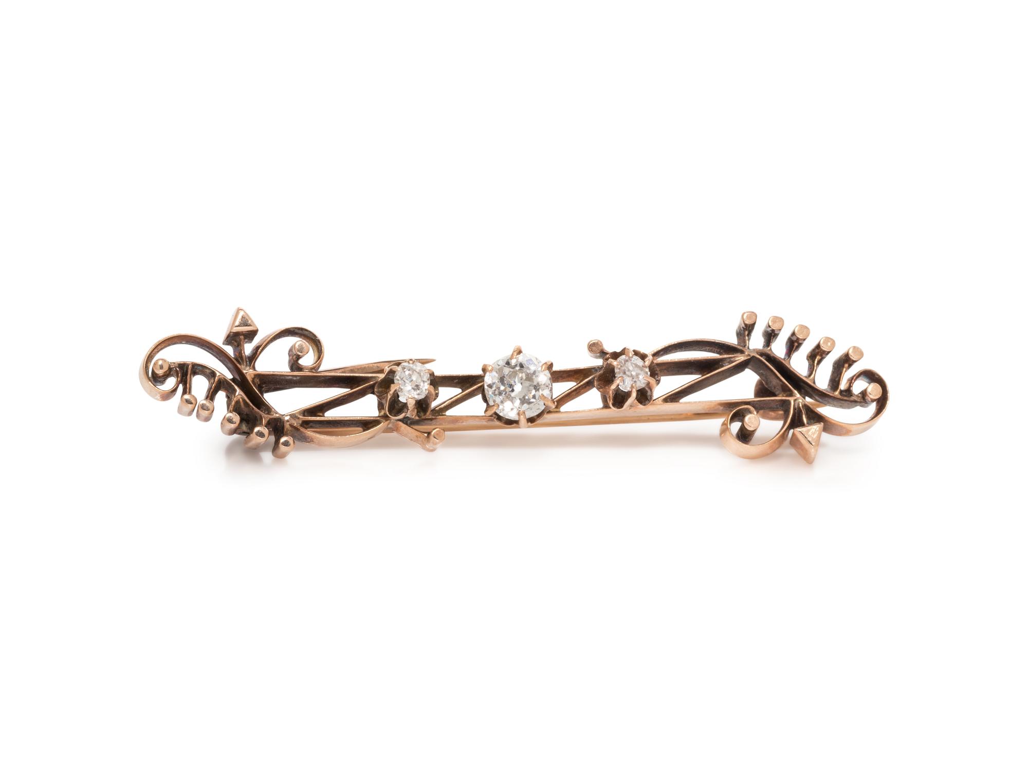 ANTIQUE, DIAMOND BAR BROOCH