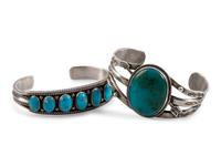 Navajo Silver and Turquoise Cuff Bracelets