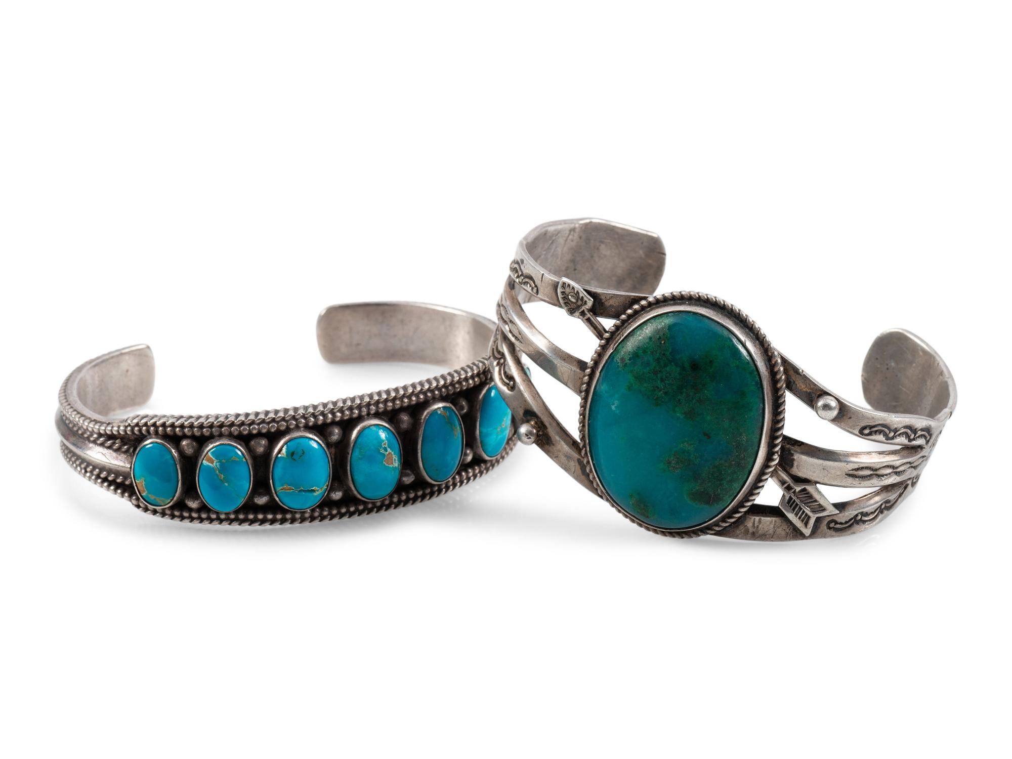 Navajo Silver and Turquoise Cuff Bracelets