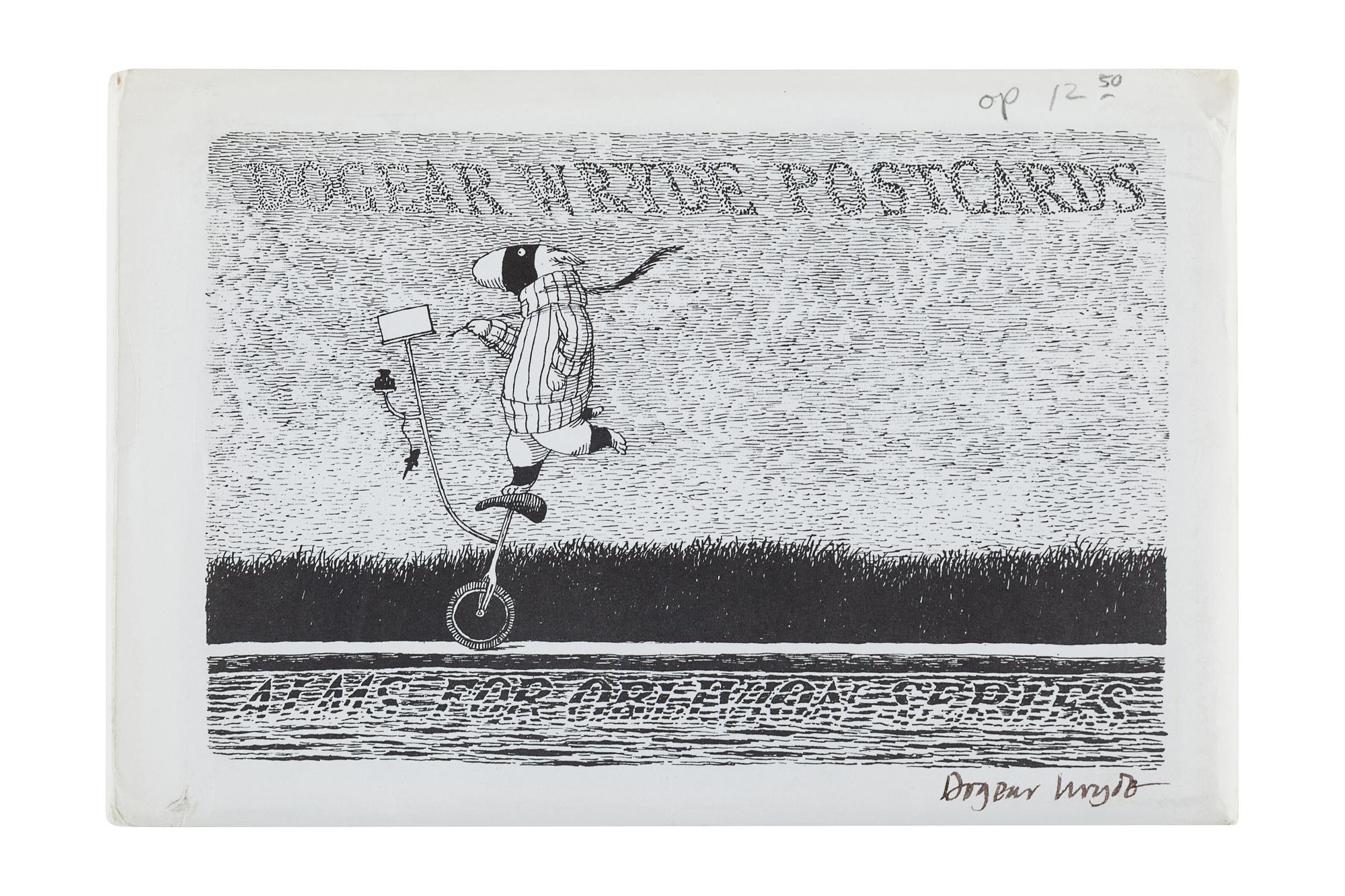 GOREY, Edward (1925-2000). Dogear Wryde Postcards. Alms for Oblivion Series . N.p., 1978. -- Dogear Wryde Postcards. Interpretive Series. N.p., 1979.
