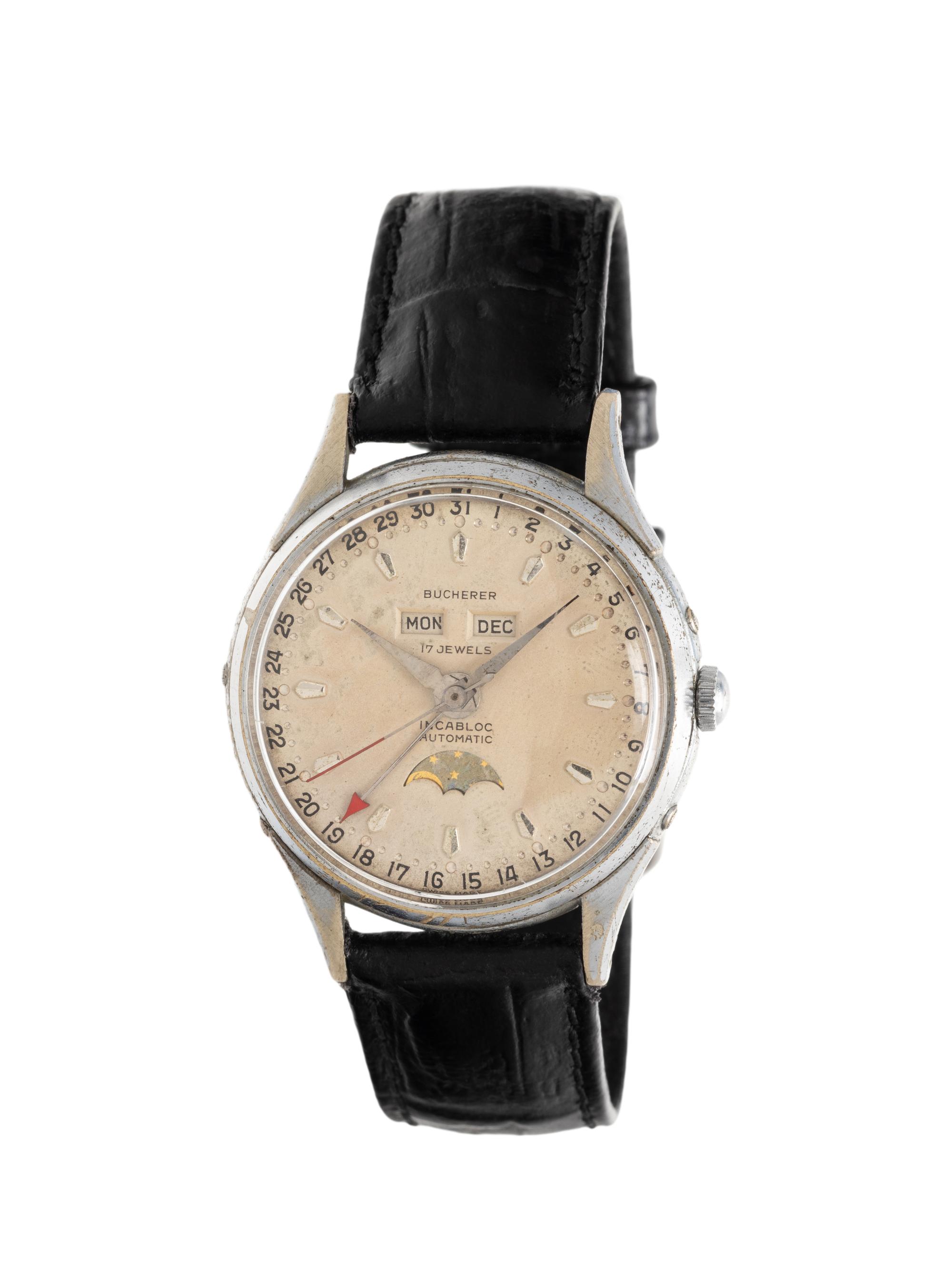 BUCHERER, VINTAGE, STAINLESS STEEL, TRIPLE DATE MOONPHASE WATCH