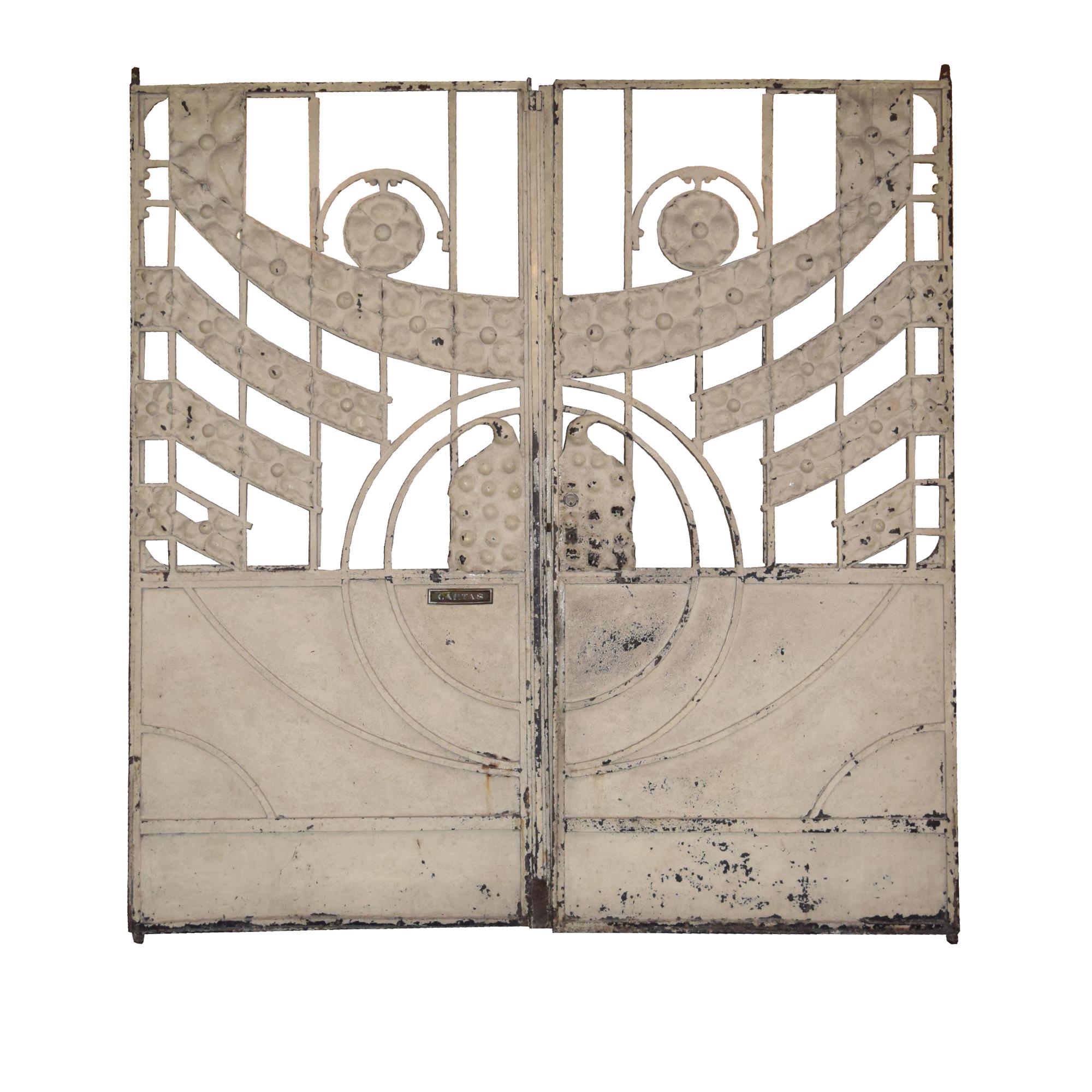 An Art Nouveau Wrought Iron Gate 93.5" W x 2" D x 98.5" H — Argentina, early 20th Century
