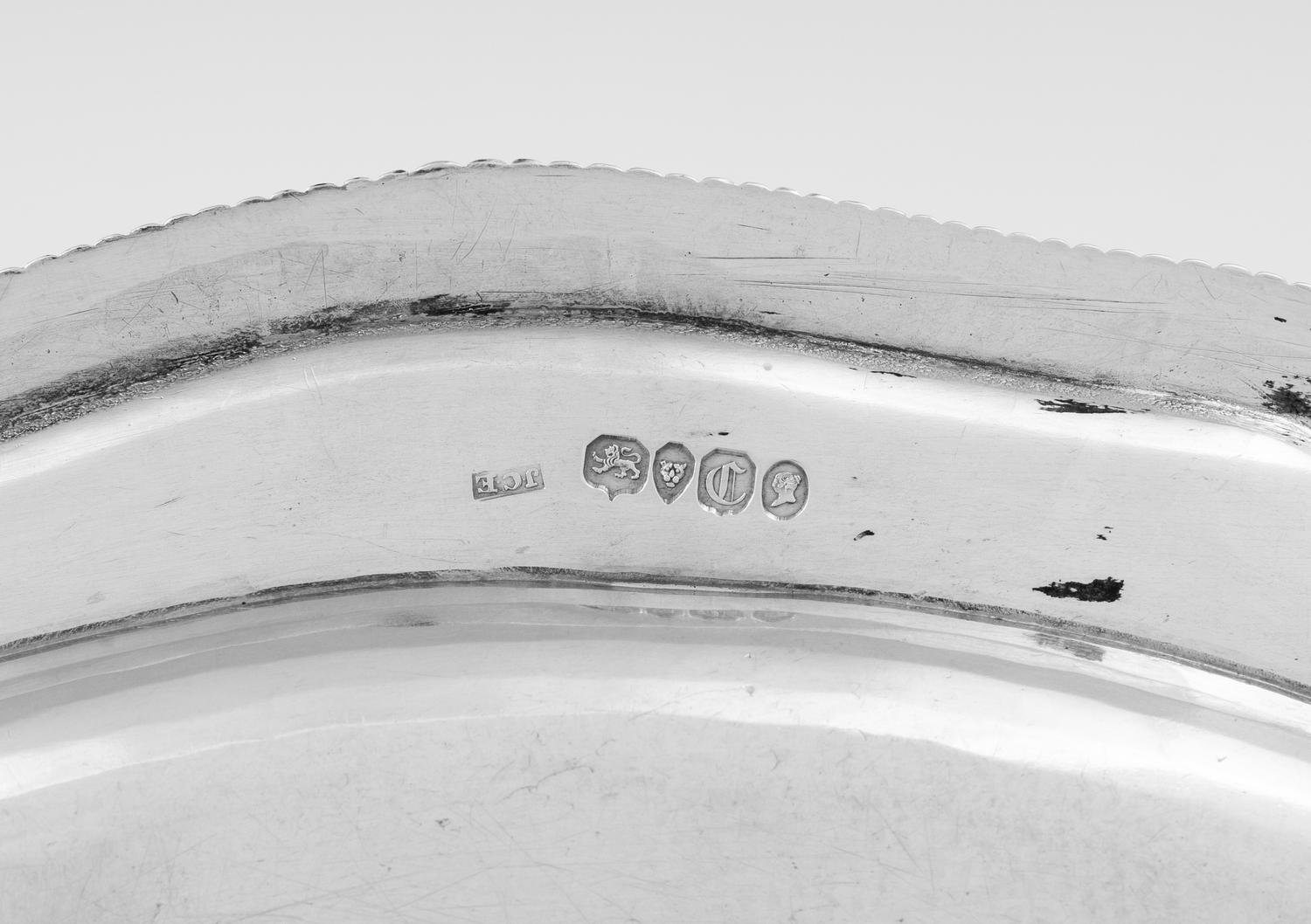 Four English Engraved Silver Lozenge Form Vegetable Dishes