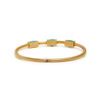 VICTORIAN, PAIR OF YELLOW GOLD AND TURQUOISE BANGLE BRACELETS