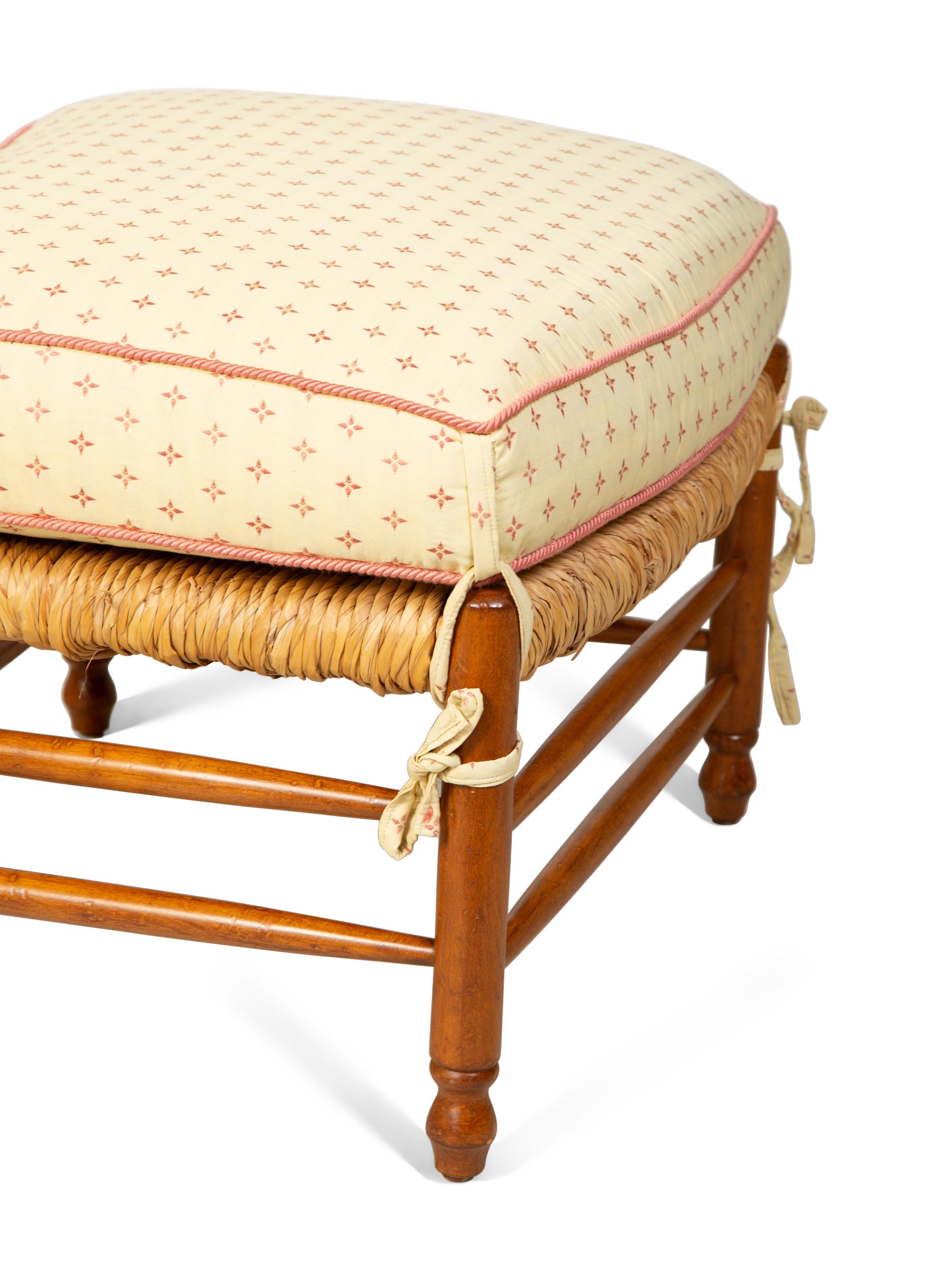A Ladderback Armchair with Rush Seat and Ottoman — 20TH CENTURY