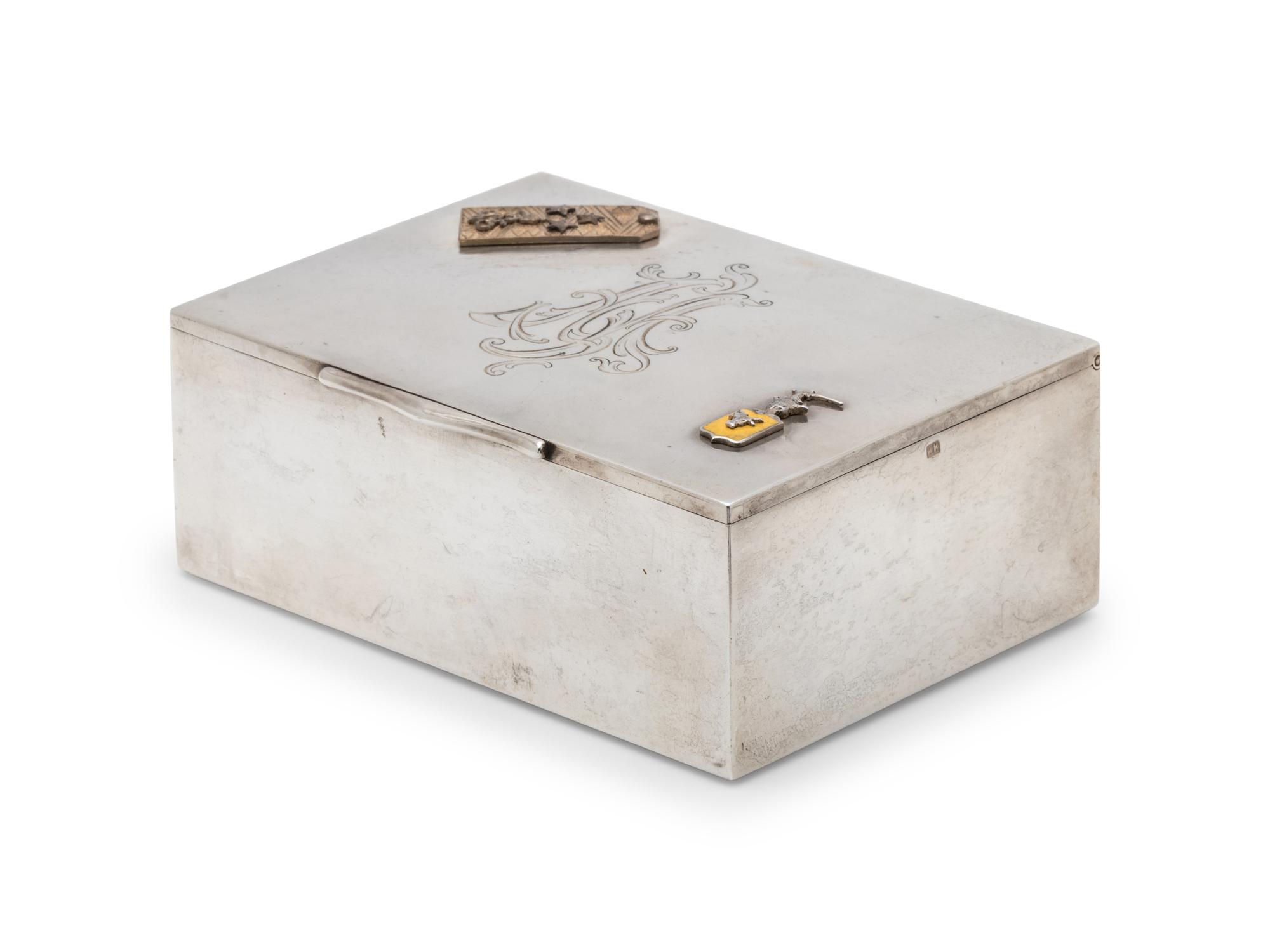 A Russian Silver Table-Top Cigarette Box