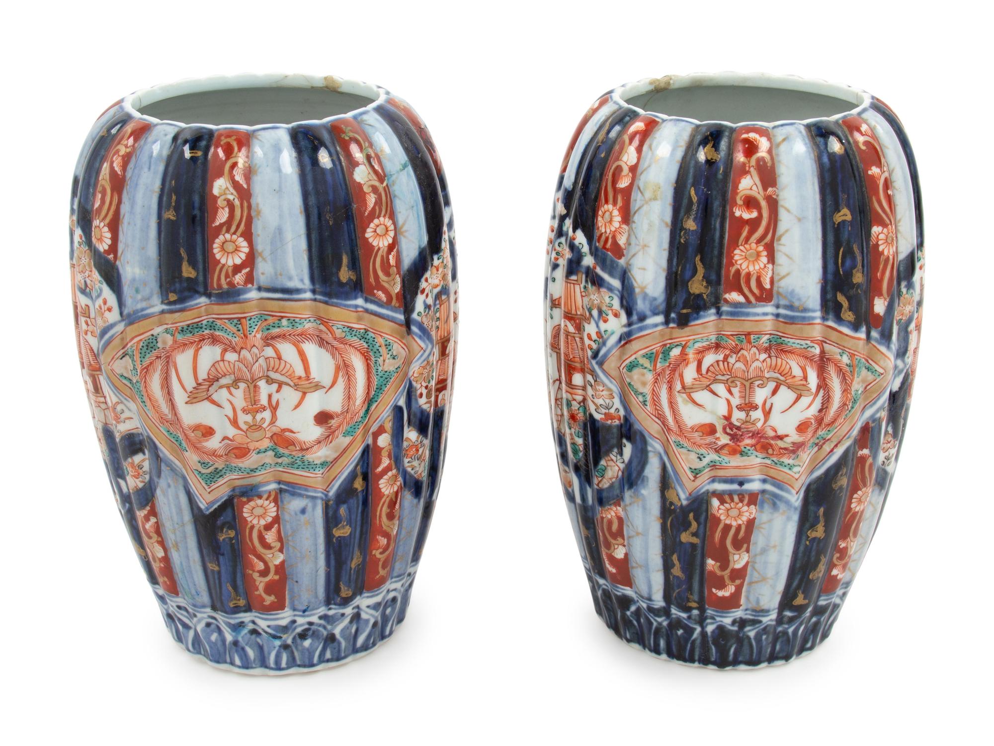 A Pair of Imari Porcelain Vases