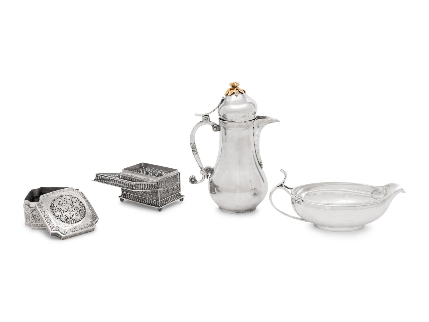 A Group of Continental and Middle Eastern Silver Table Articles
