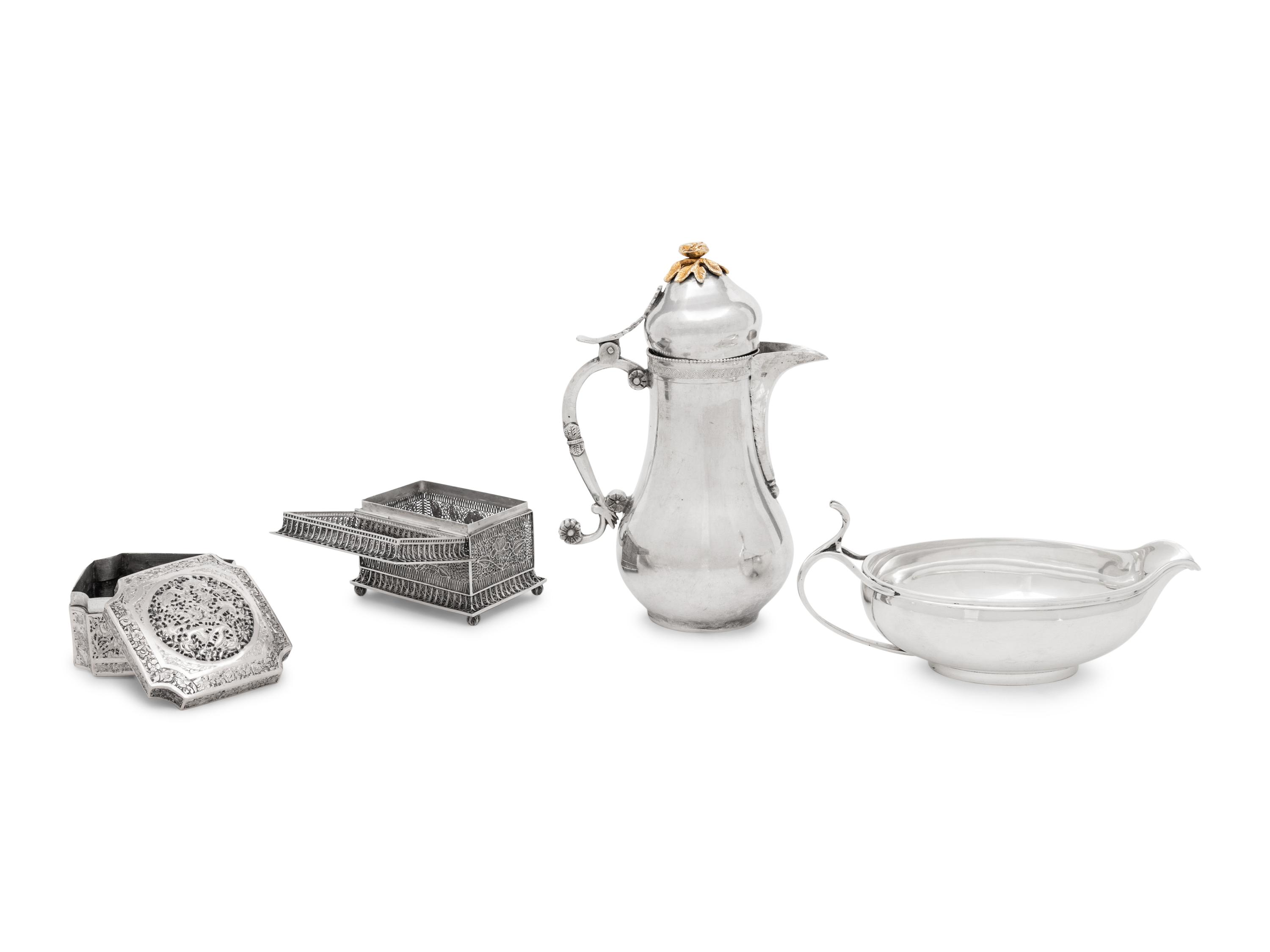 A Group of Continental and Middle Eastern Silver Table Articles