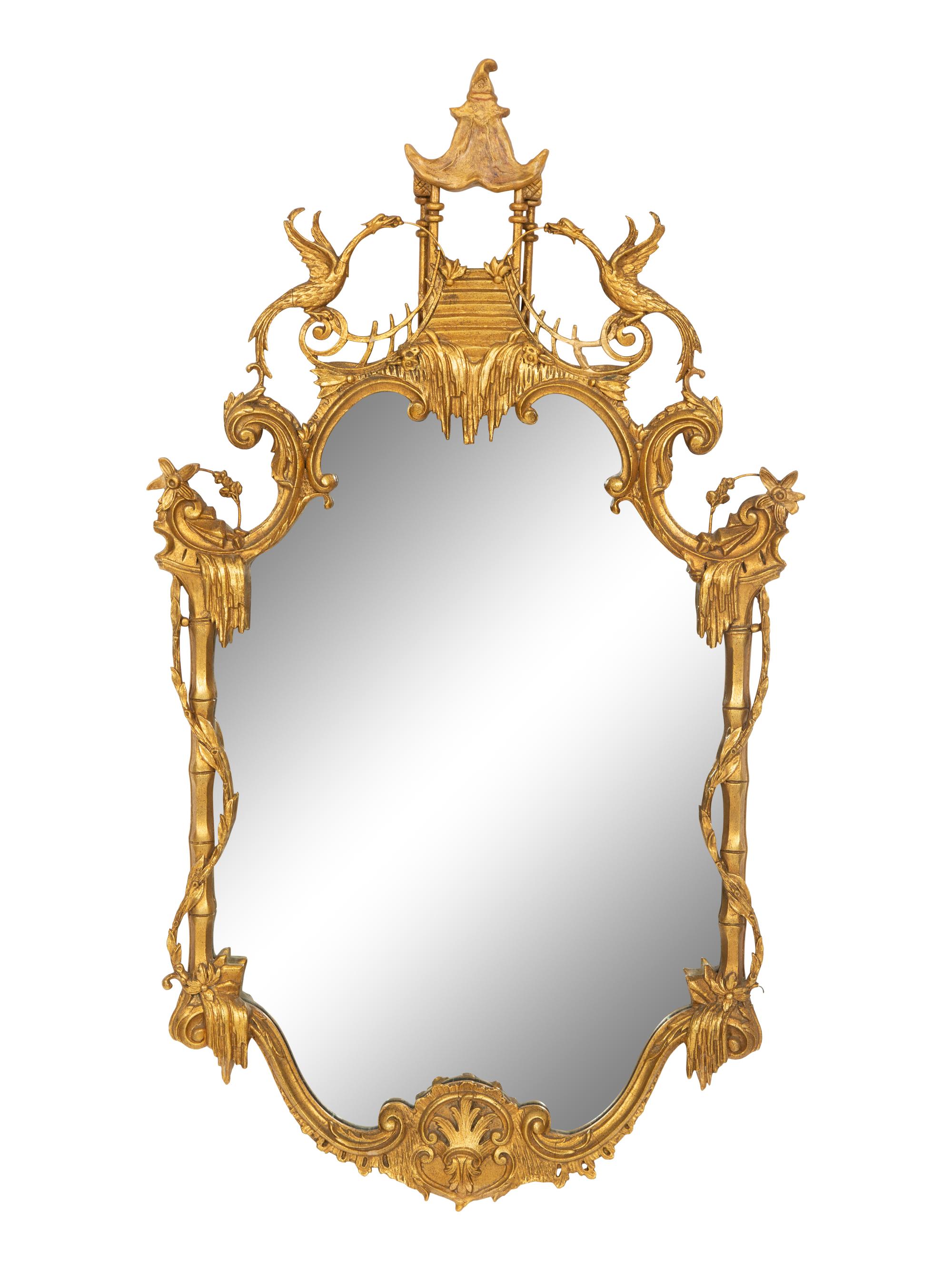 A Chinese Chippendale Style Giltwood Mirror