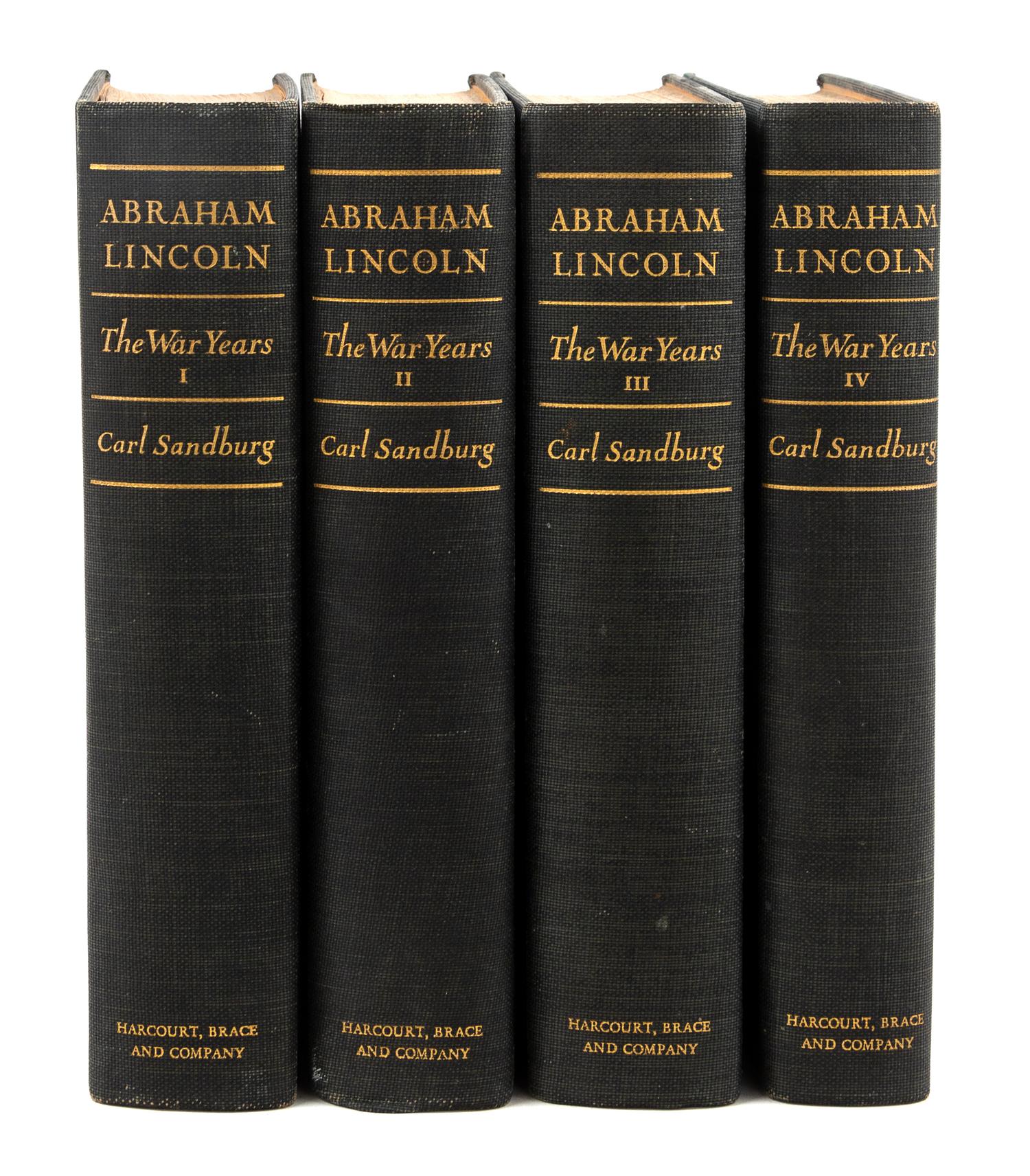 SANDBURG, Carl (1878-1967). Abraham Lincoln: The War Years. Harcourt, Brace & Company: New York, 1939.