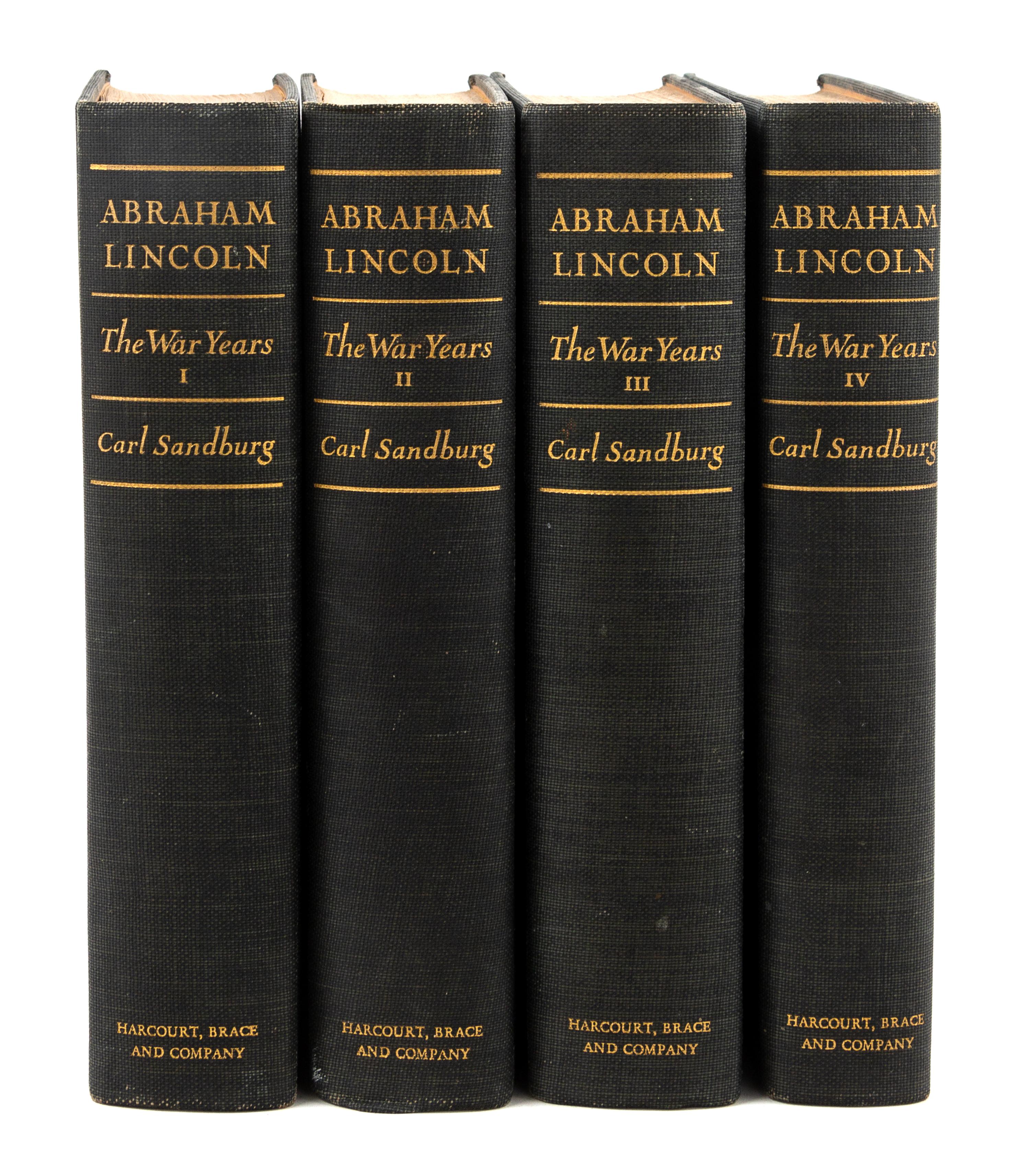 SANDBURG, Carl (1878-1967). Abraham Lincoln: The War Years. Harcourt, Brace & Company: New York, 1939.