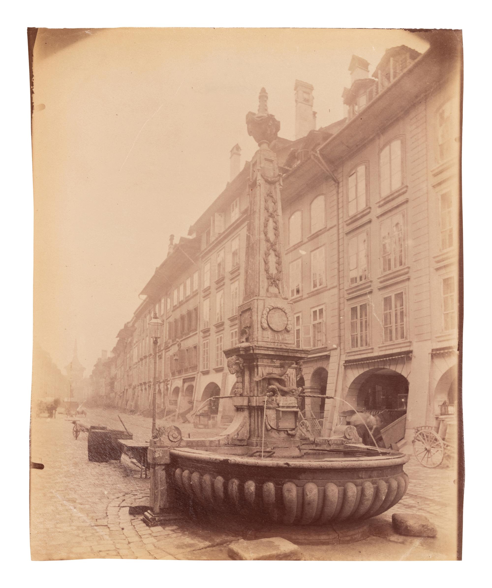 A group of three photographs depicting Swiss scenes ( [Lausanne, Suisse]; Fontaine a Berne (Suisse); Fontaine de Lausanne (Suisse) )