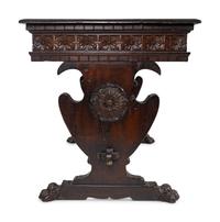 A Spanish Colonial Style Carved Walnut Desk and Chair — 19TH/20TH CENTURY