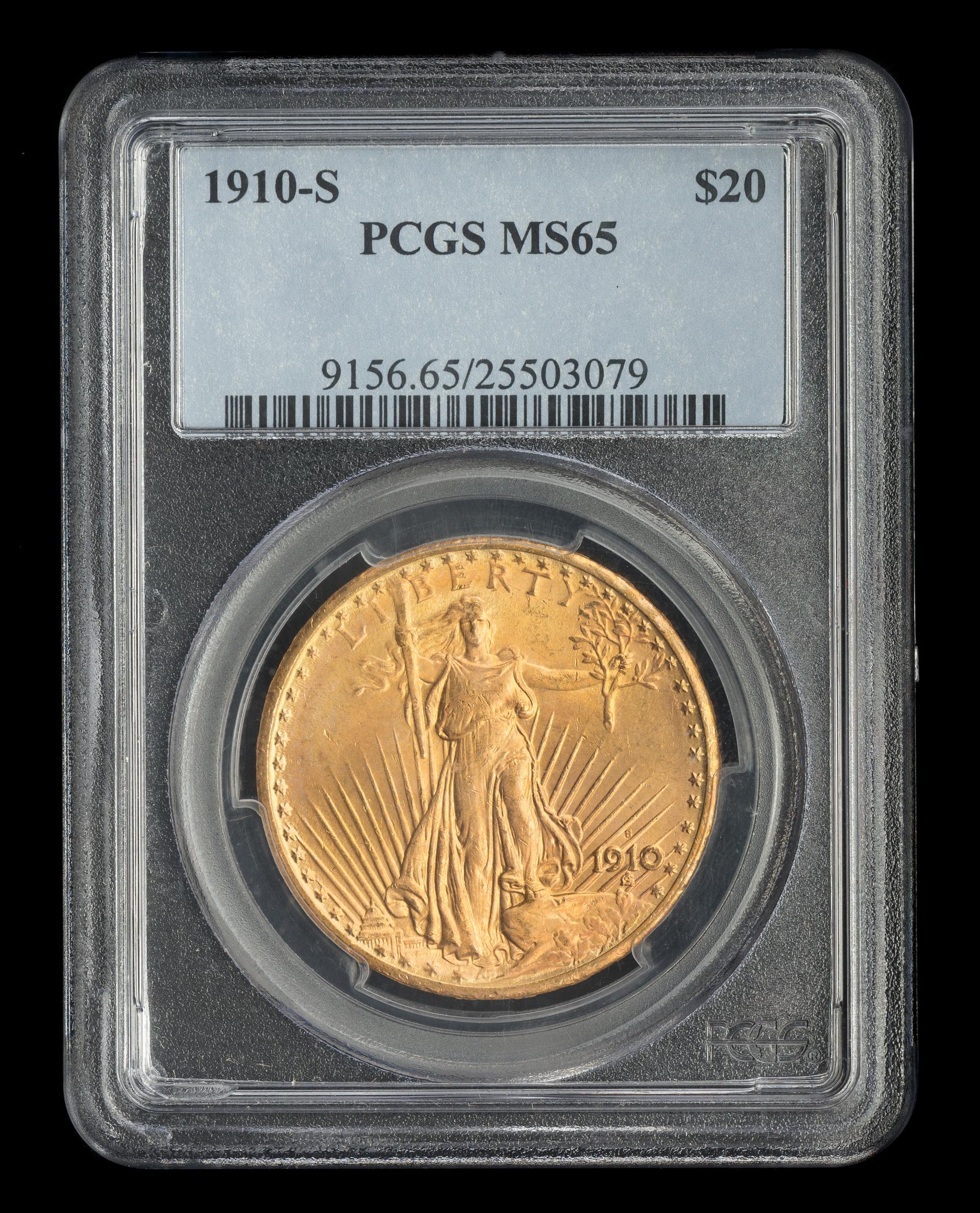 A United States 1910-S St. Gaudens $20 Gold Coin