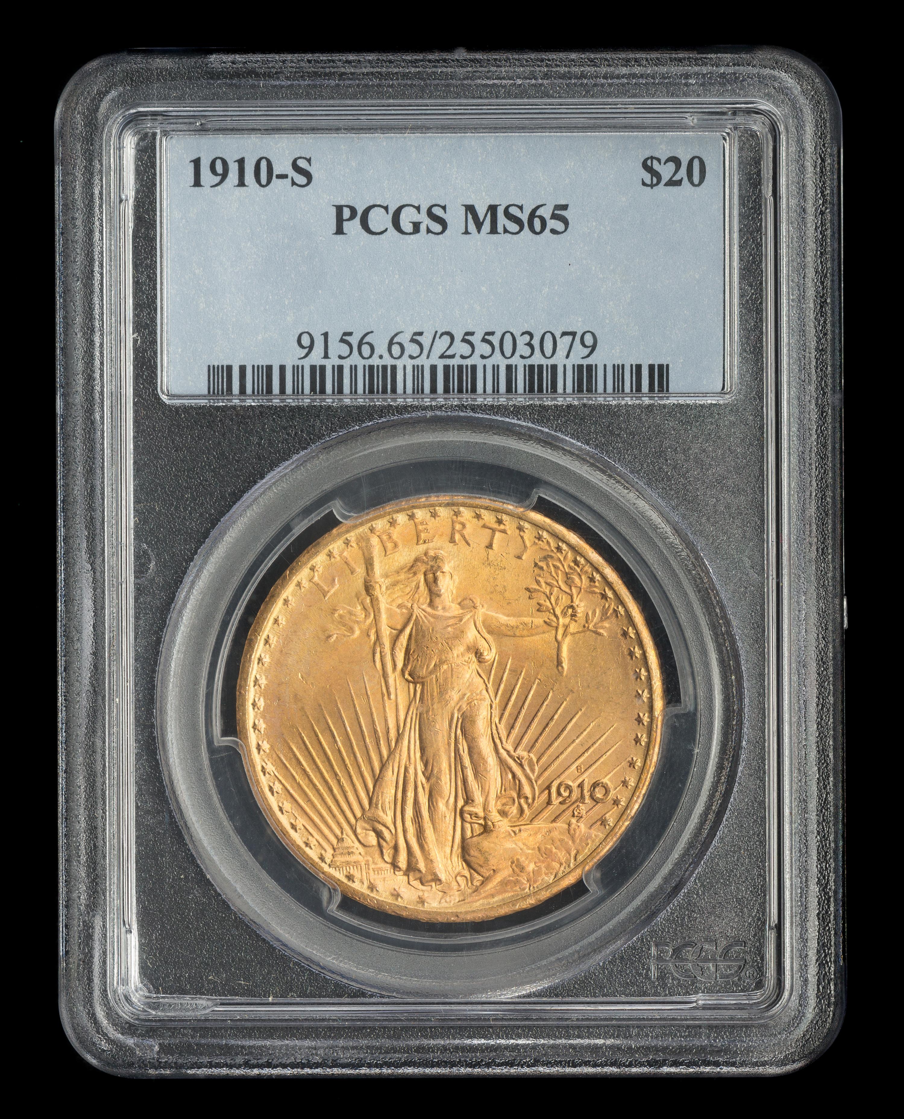 A United States 1910-S St. Gaudens $20 Gold Coin