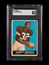 A 1961 Topps Jim Brown Football Card No. 71 (SGC 6 EX/NM)