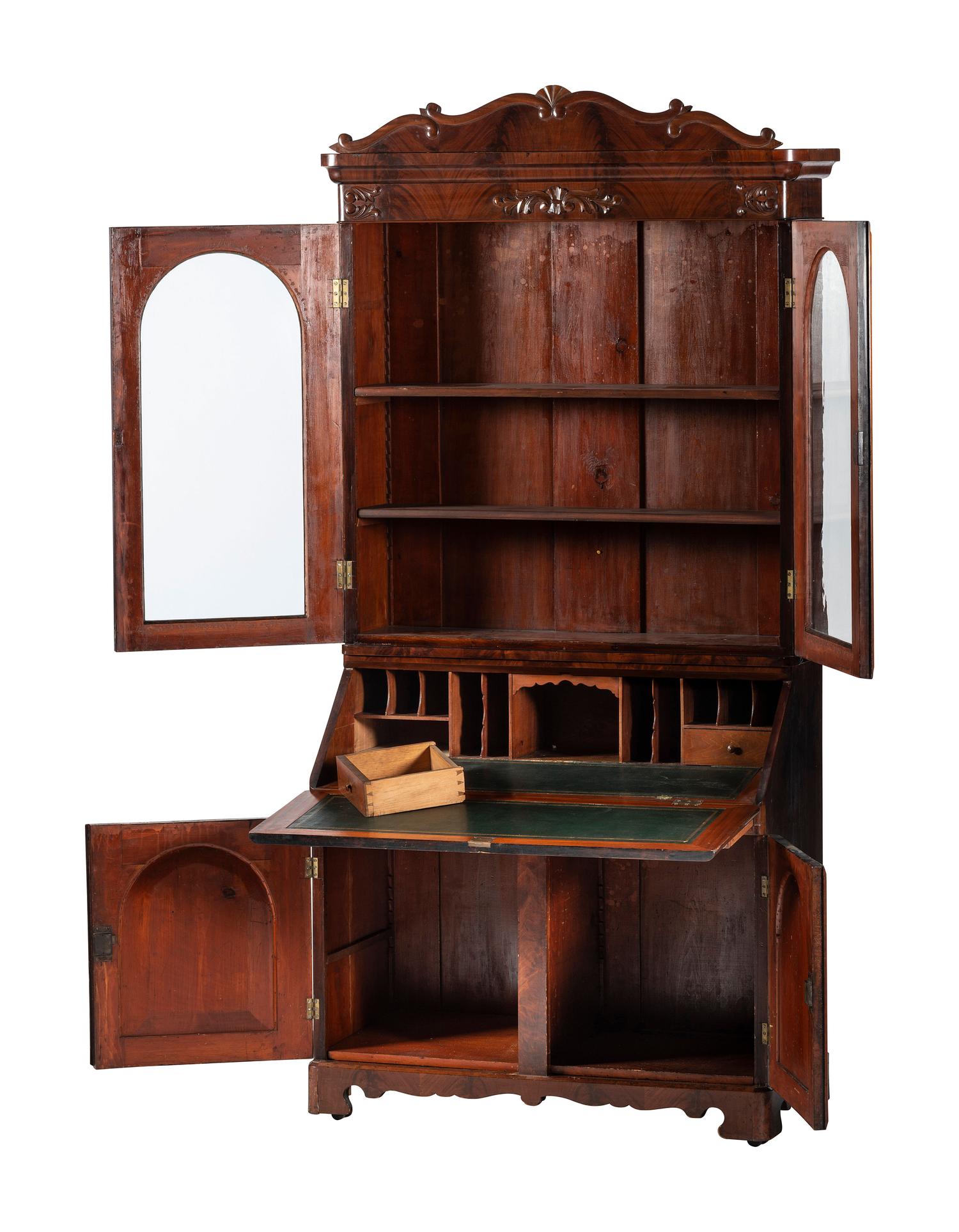 A Victorian Walnut Secretary Bookcase