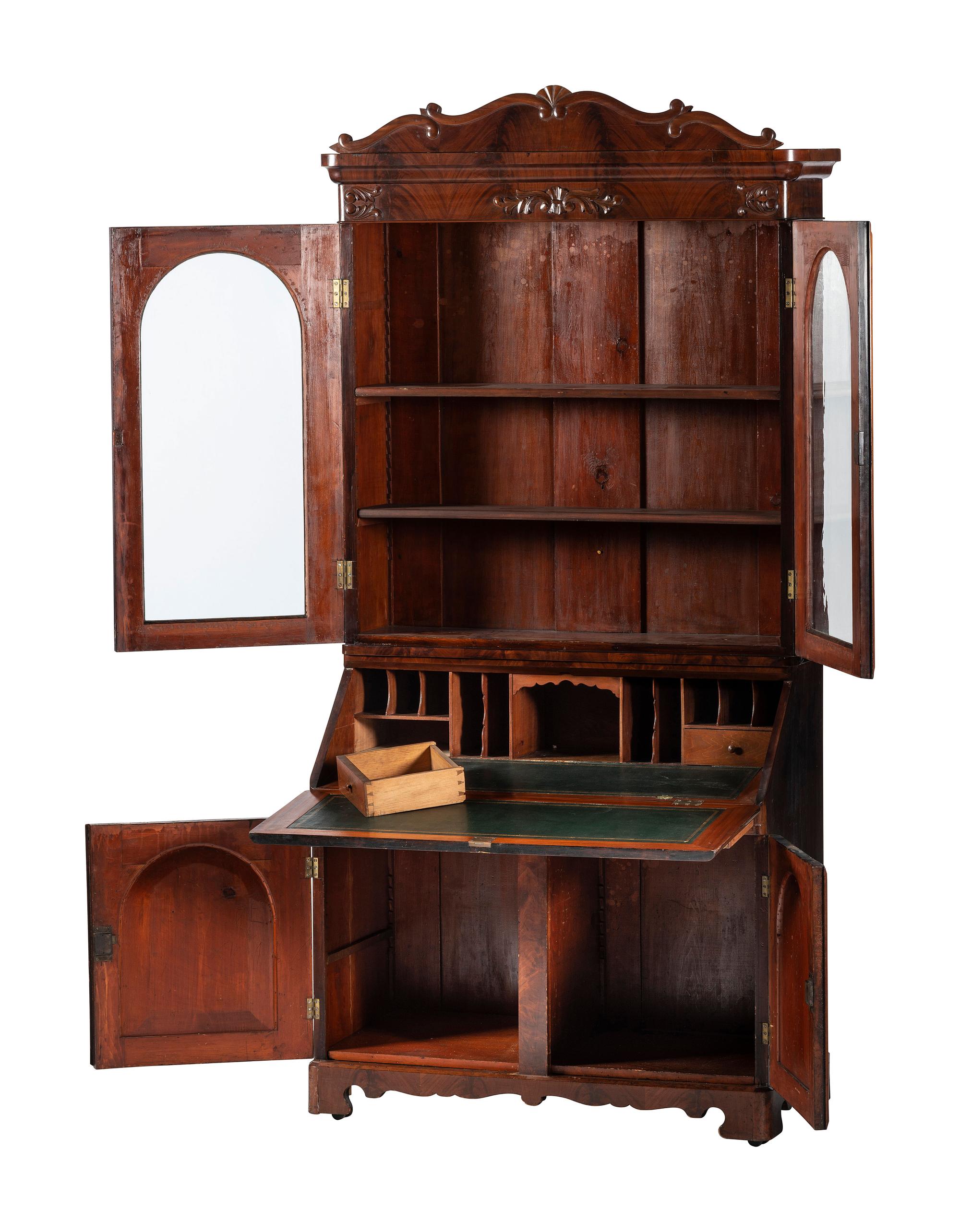 A Victorian Walnut Secretary Bookcase