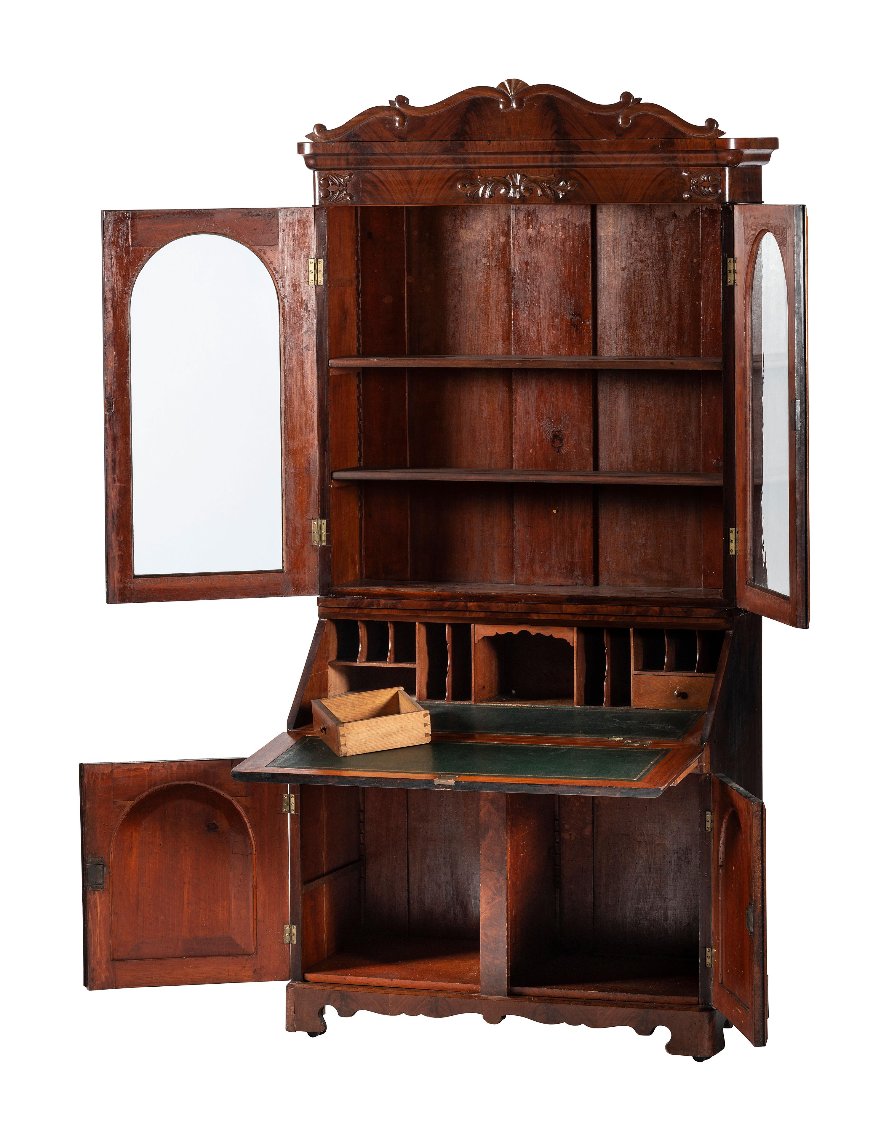 A Victorian Walnut Secretary Bookcase
