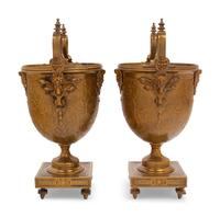 A Pair of Neoclassical Gilt Bronze Urn-Form Vases