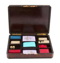 A French Brass and Silver Inlaid Burlwood Games Box Height 2 1/4 x width 12 x depth 9 inches. — 19TH CENTURY