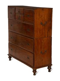 An Anglo-Indian Brass Mounted Mahogany Campaign Chest