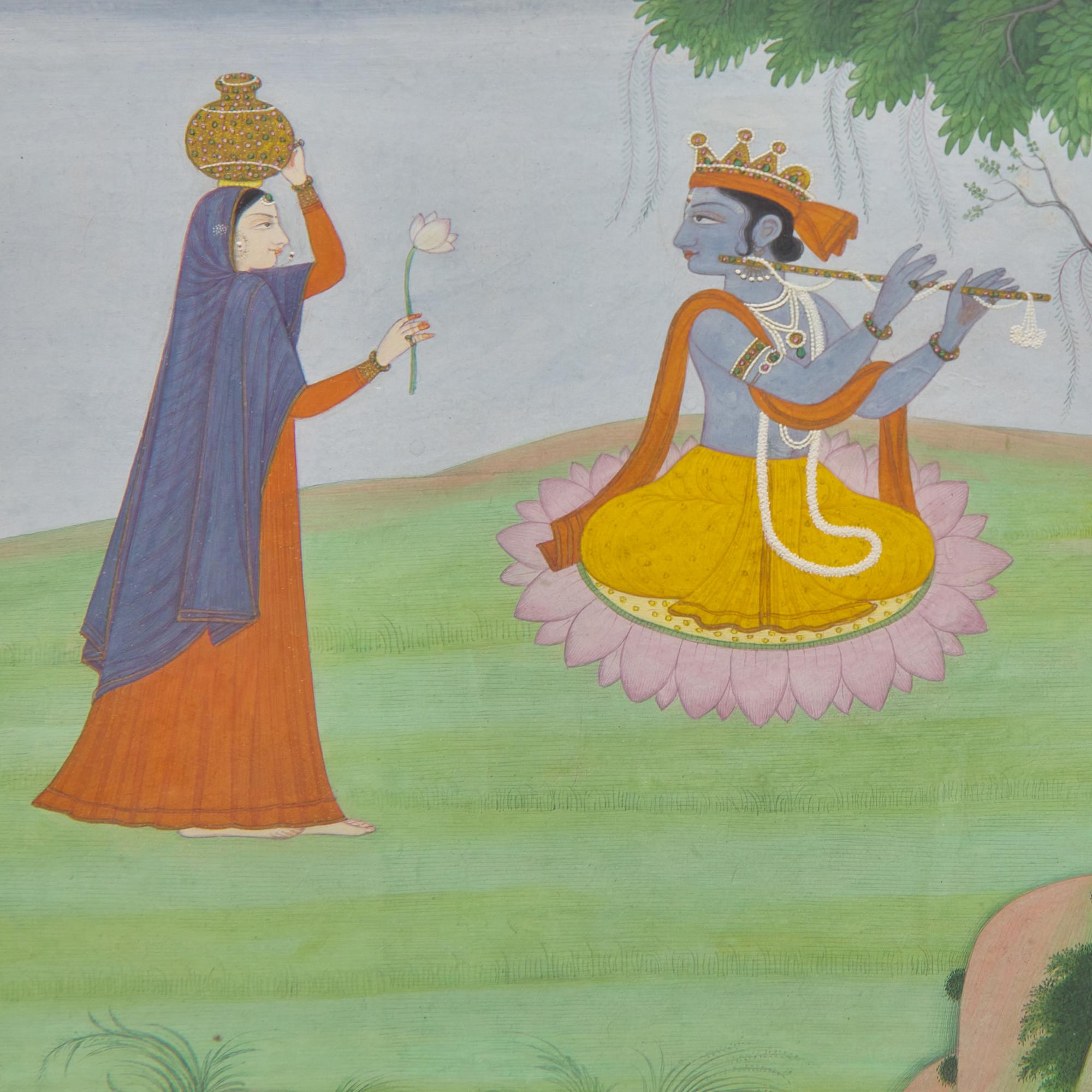 A Scene from the Dasavatara: Balarama Drawing Water for Krishna, India, Pahari Hills Style, Second Half of 19th Century — 十九世紀下半葉 帕哈裡丘陵風格《十化身》圖