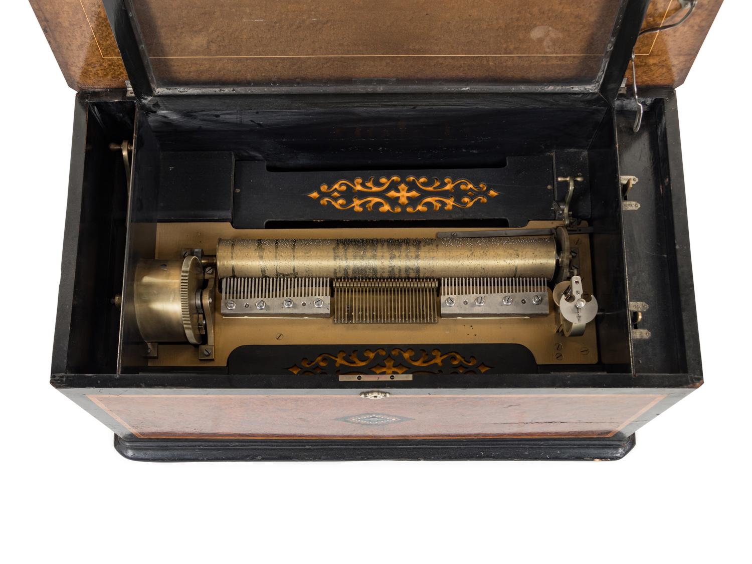 A Swiss Parcel Ebonized Cylinder Music Box