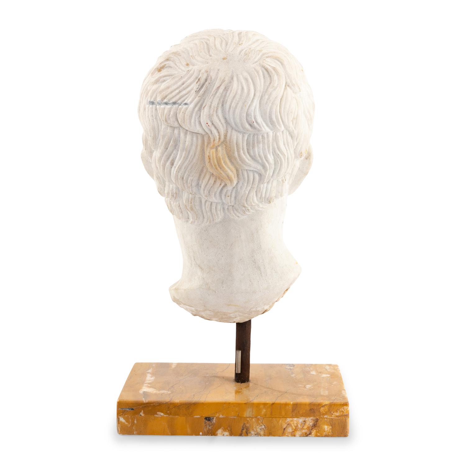A Carved Marble Head of Augustus Caesar