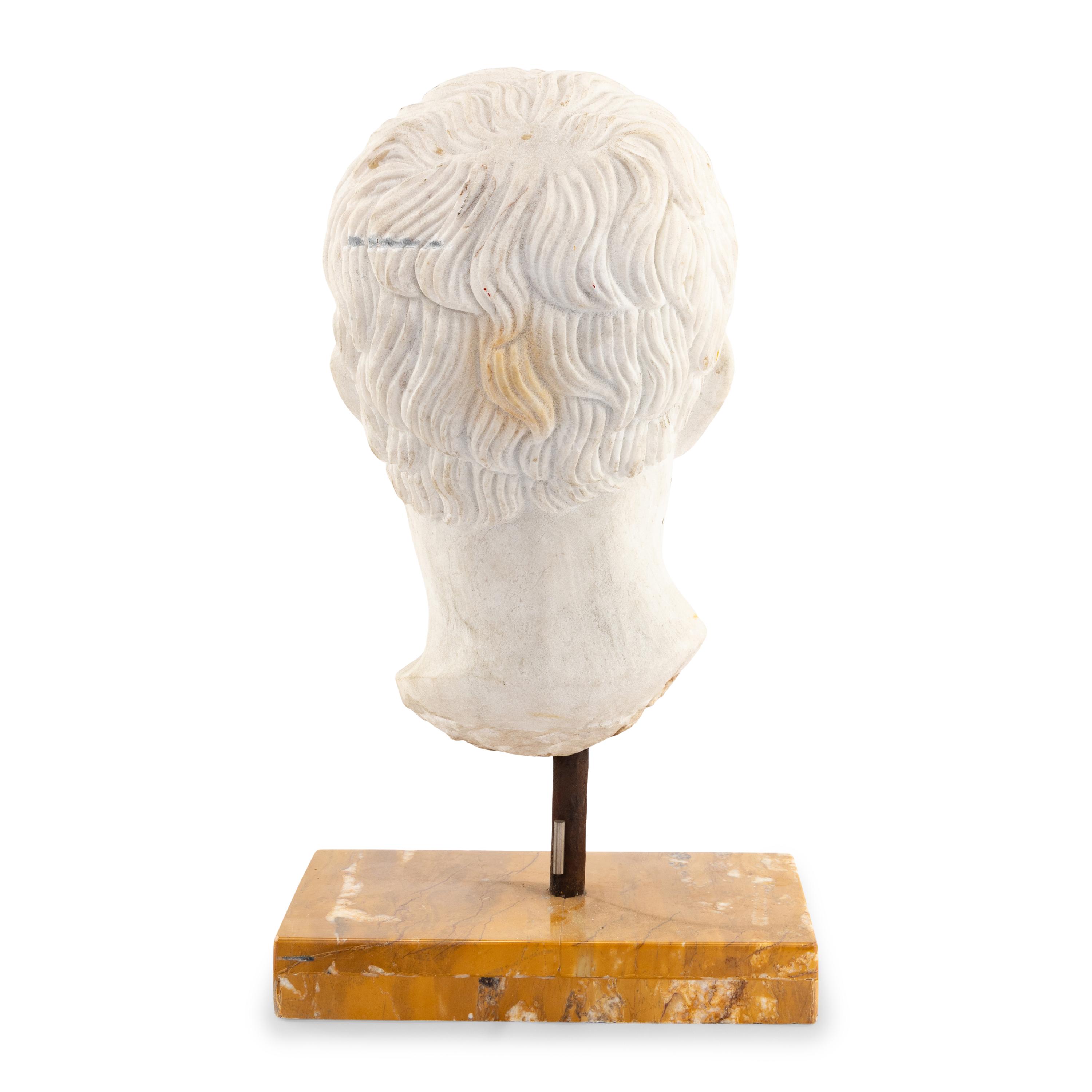 A Carved Marble Head of Augustus Caesar