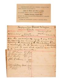 [1884 ELECTION]. -- [BLAINE, James G.]. Broadsides from the 1884 Blaine and Logan campaign, comprising: