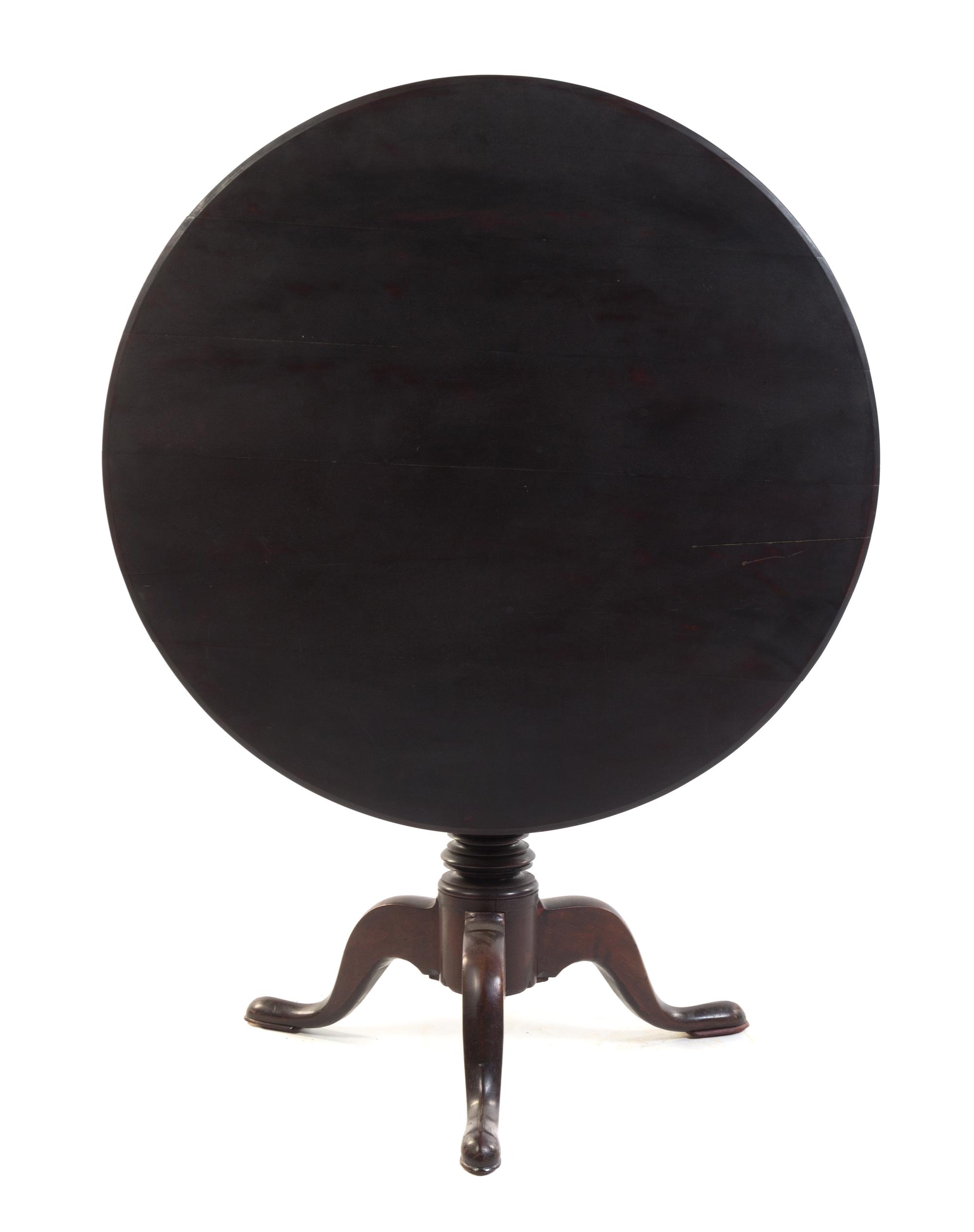 An American Mahogany Tilt-Top Tea Table Height 28 x diameter 35 1/2 inches. — 19TH CENTURY