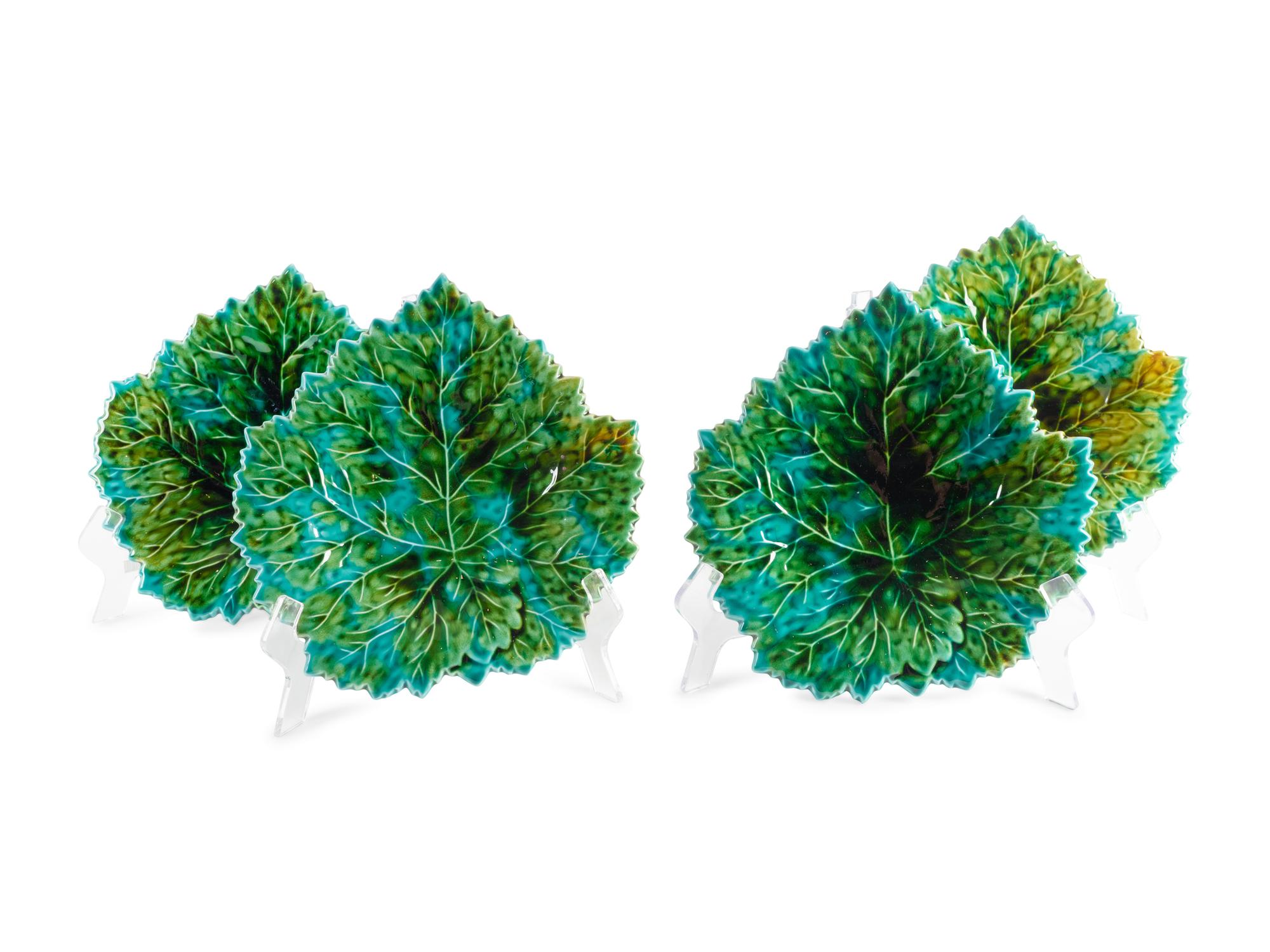 22 Glazed Ceramic Leaf-form Plates — 20TH CENTURY