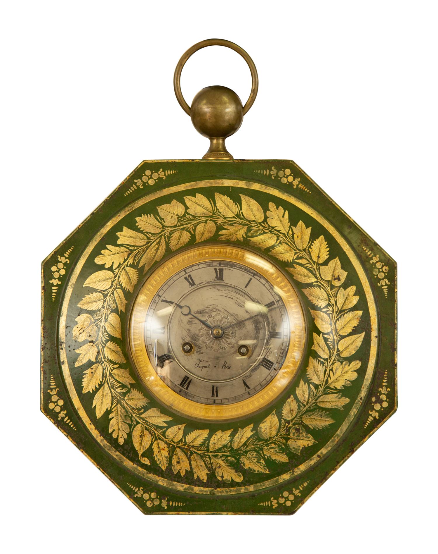 A French Directoire Tôle Peinte Wall Clock
