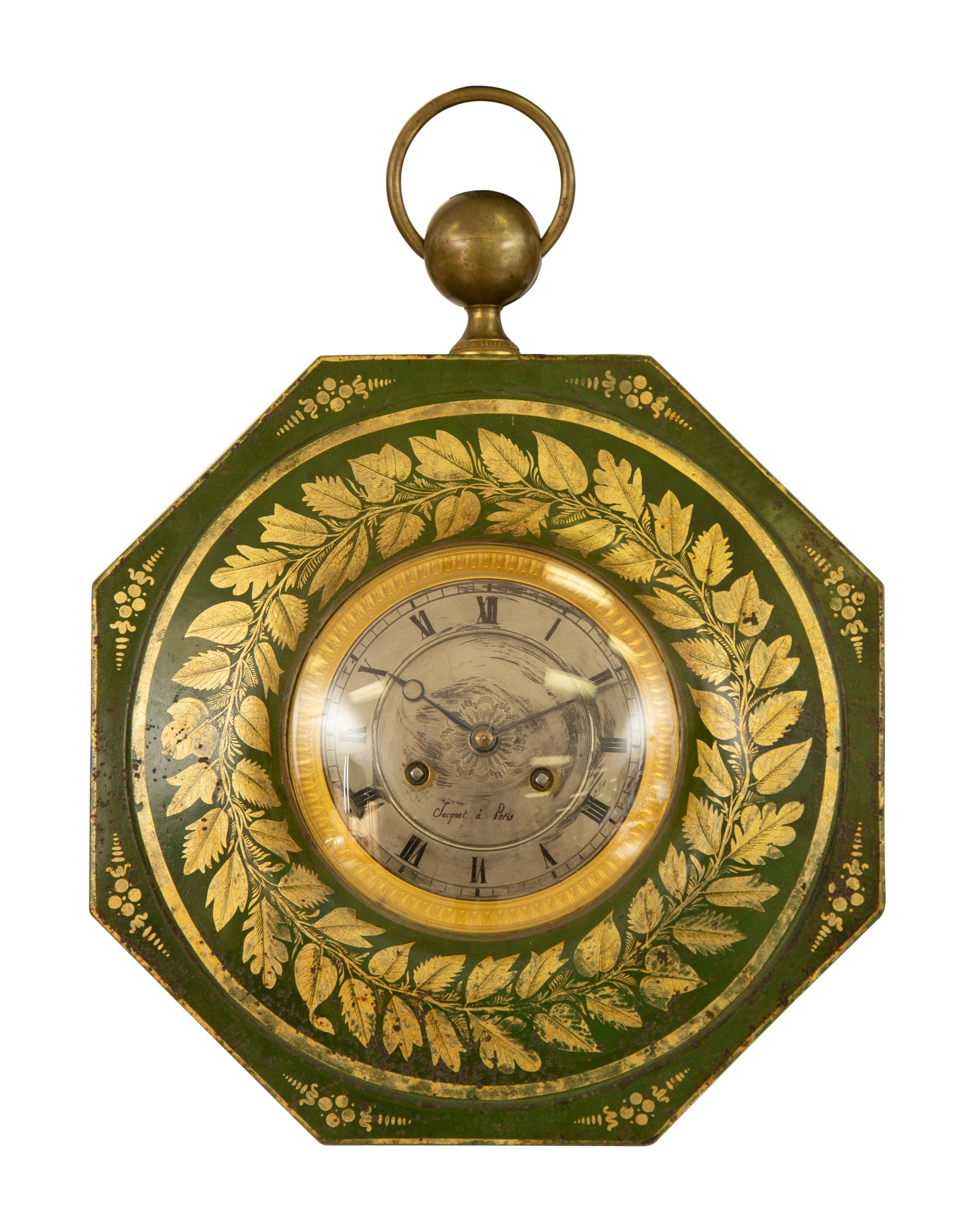 A French Directoire Tôle Peinte Wall Clock