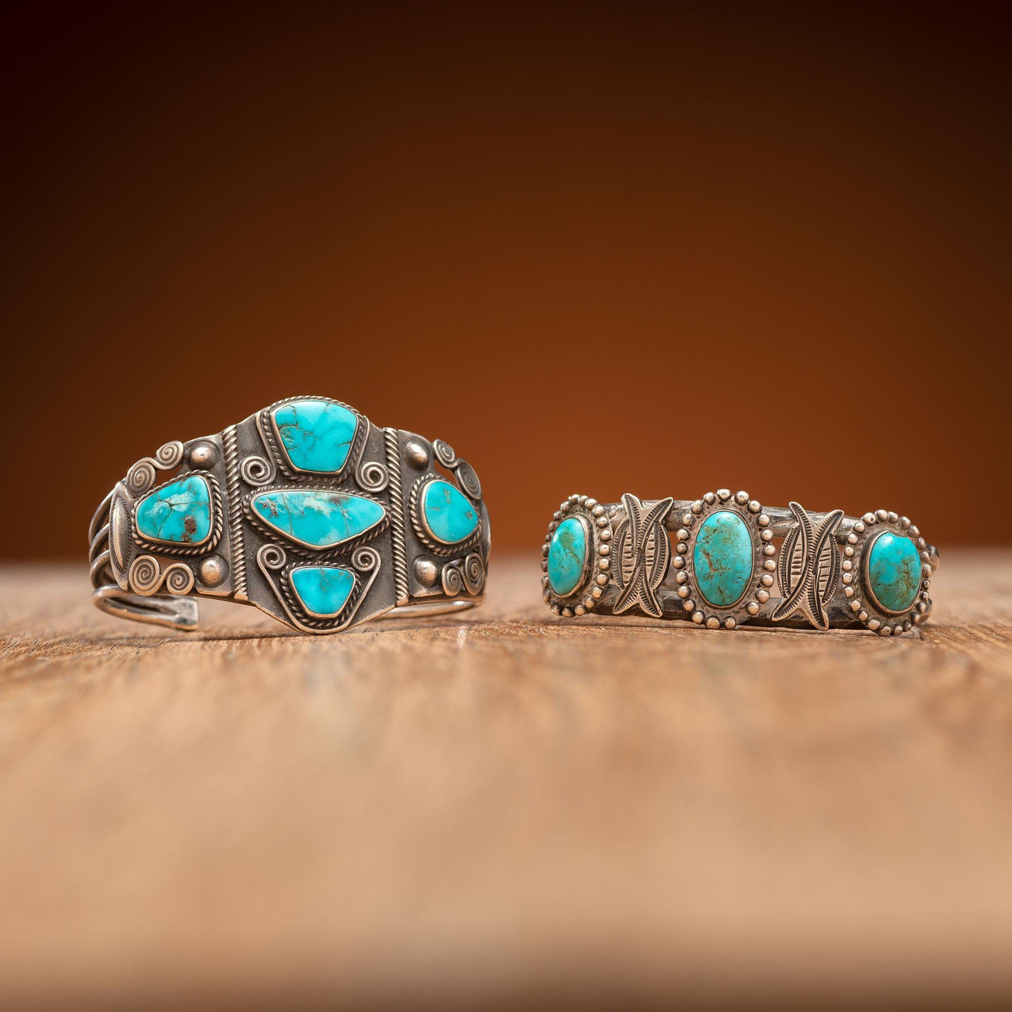 Navajo Silver and Turquoise Cuff Bracelets
