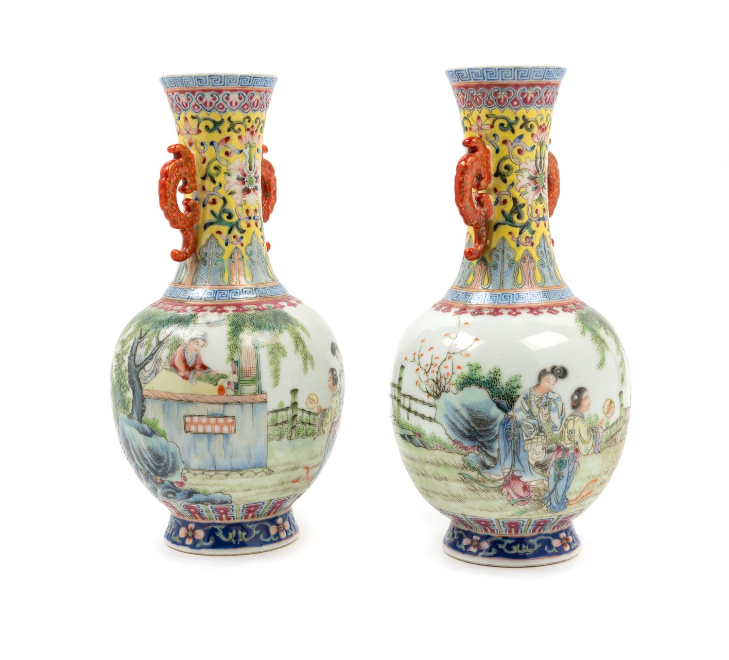 A Pair of Chinese Famille Rose Porcelain Vases
