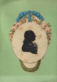 A Group of Two Portrait Miniatures and Two Silhouette Pictures