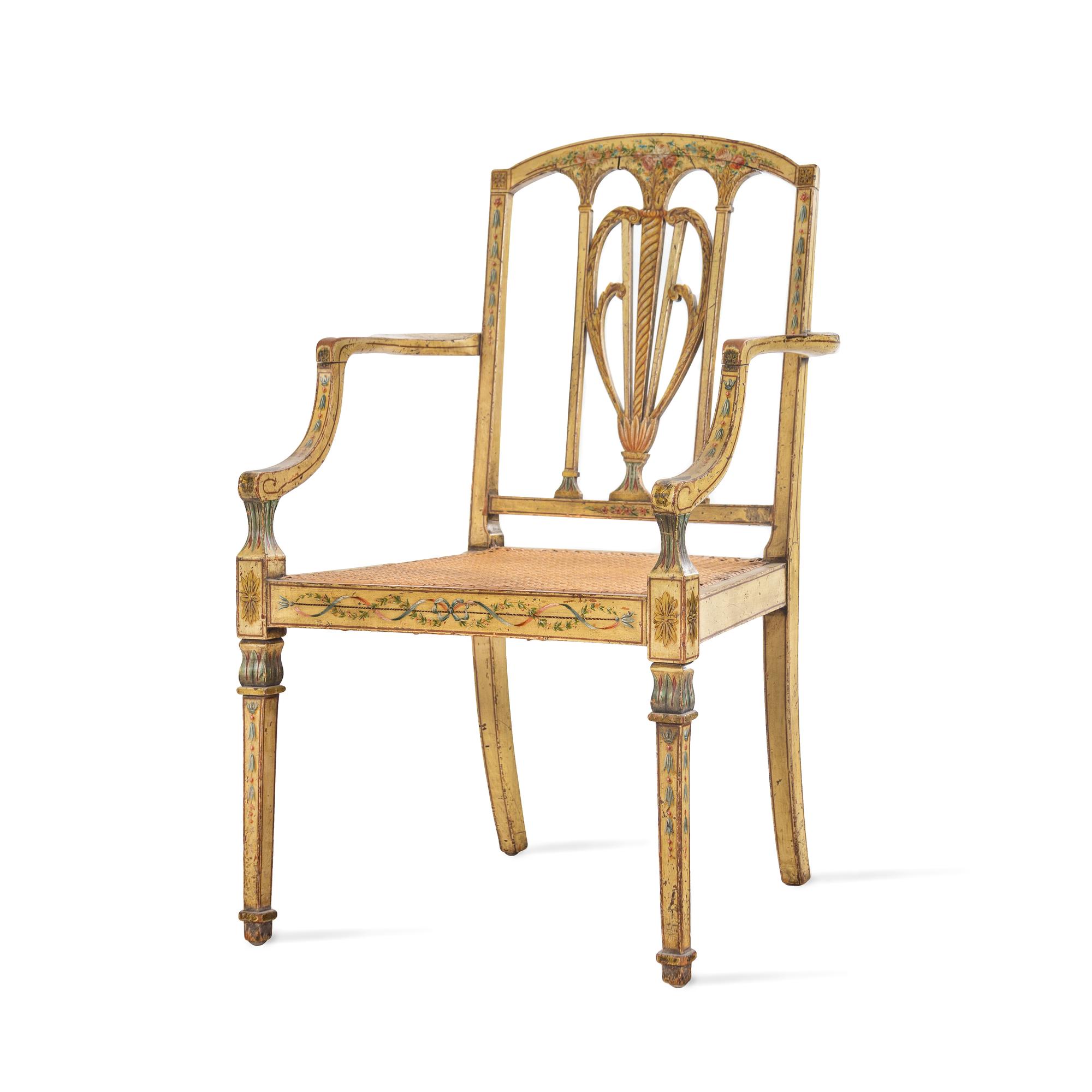 A Pair of George III Painted Armchairs