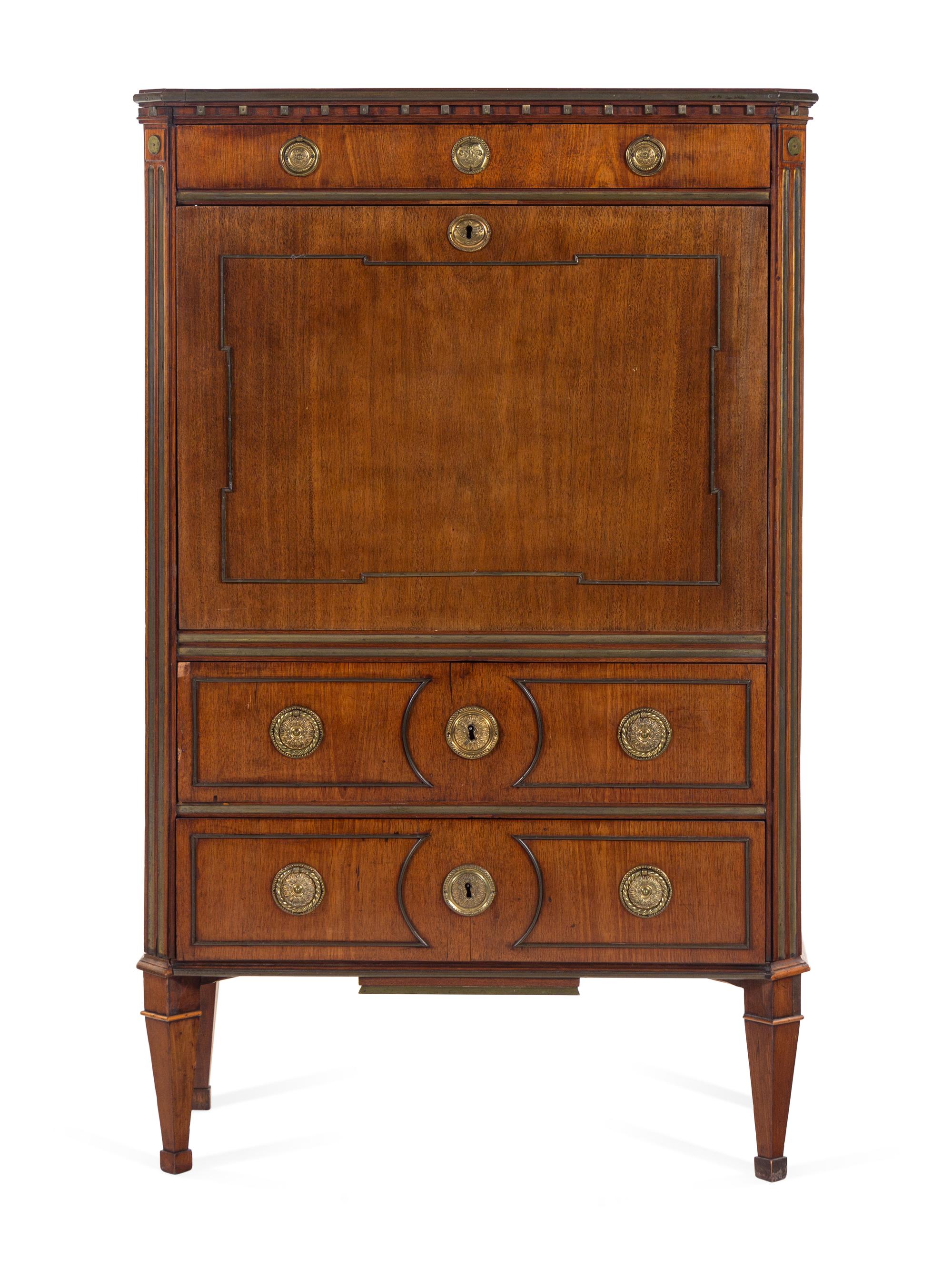 A Directoire Brass Mounted Mahogany Secrétaire à Abattant