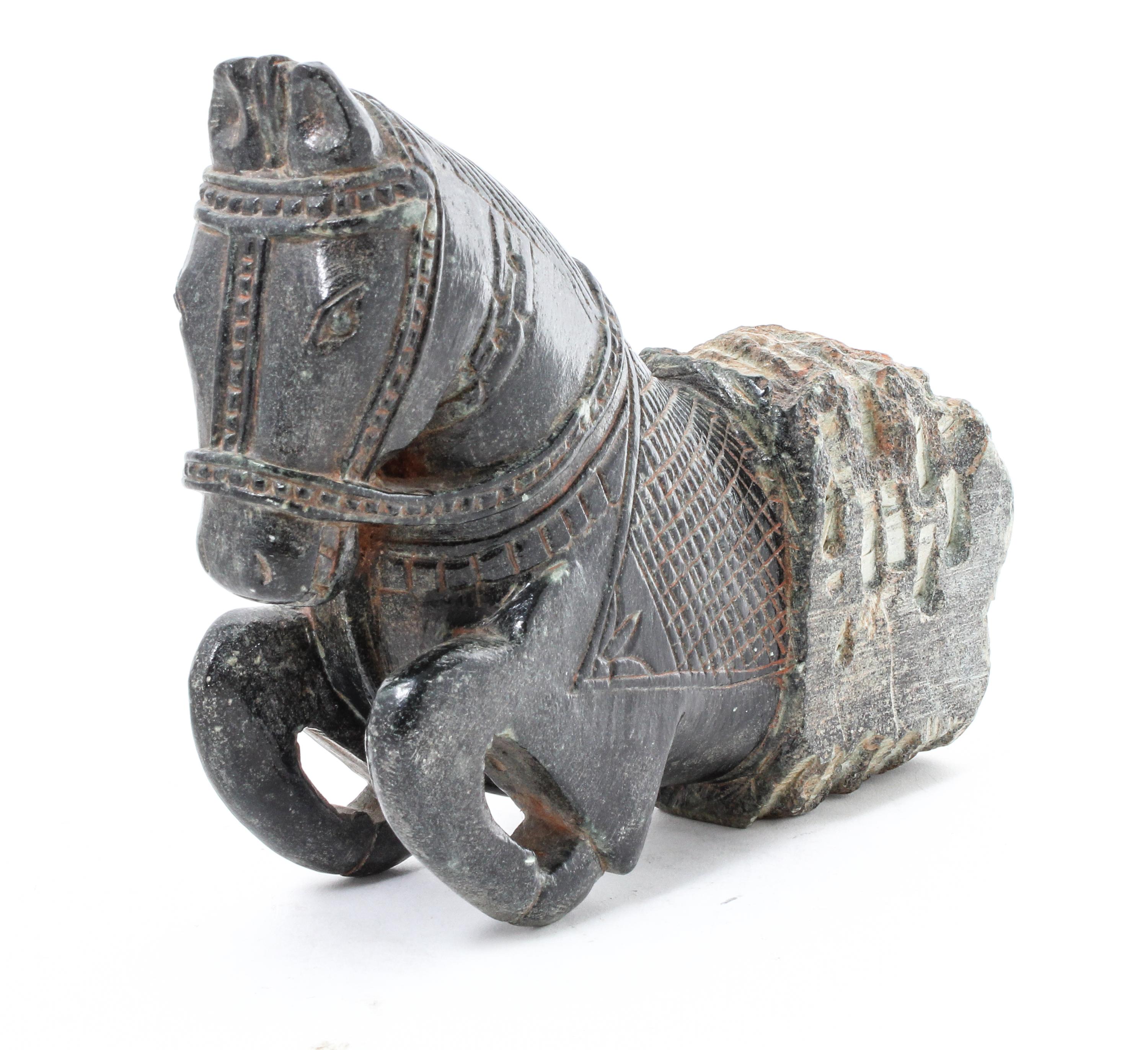 An Indian Carved Stone Horse Width 7 3/4 inches. — 20TH CENTURY