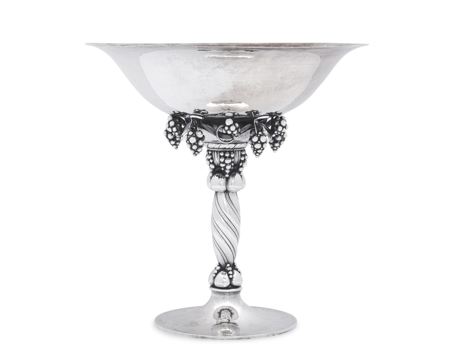A Large Georg Jensen Silver Grapevine Pattern Centerpiece Tazza