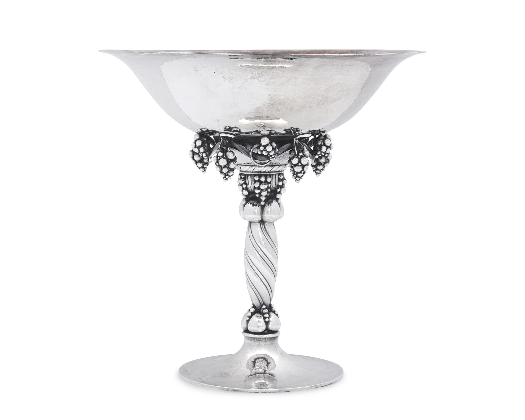 A Large Georg Jensen Silver Grapevine Pattern Centerpiece Tazza