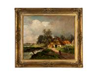 Cottage by Bridge Over Stream